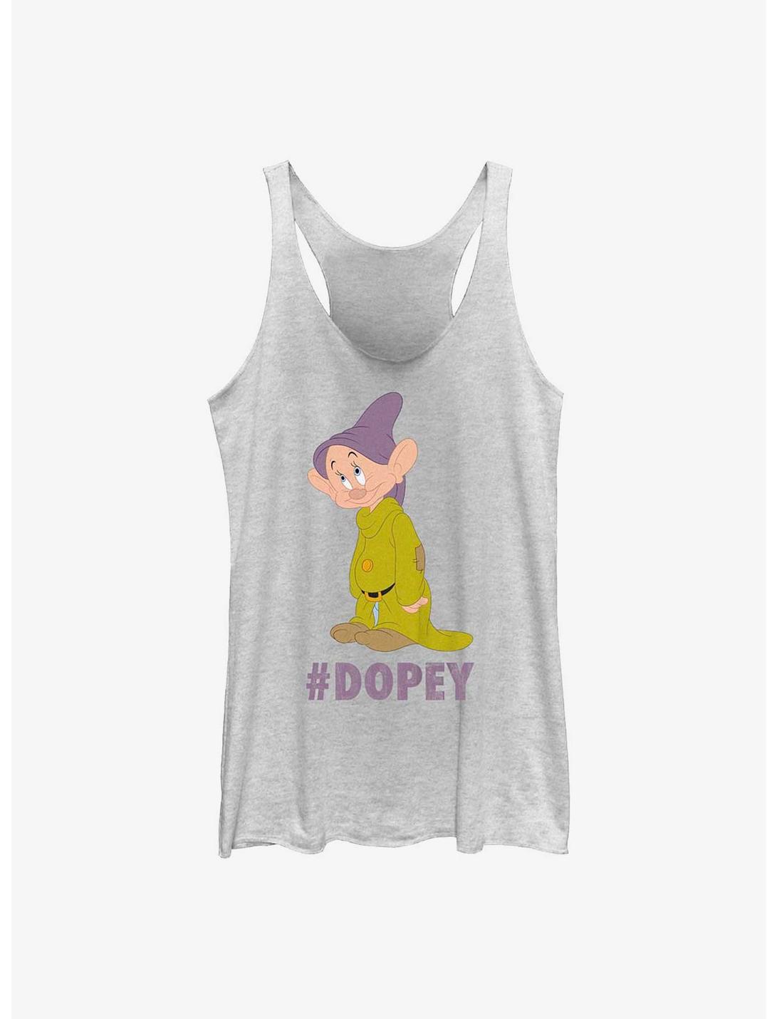 Disney Snow White and the Seven Dwarfs Hashtag Dopey Womens Tank Top, WHITE HTR, hi-res