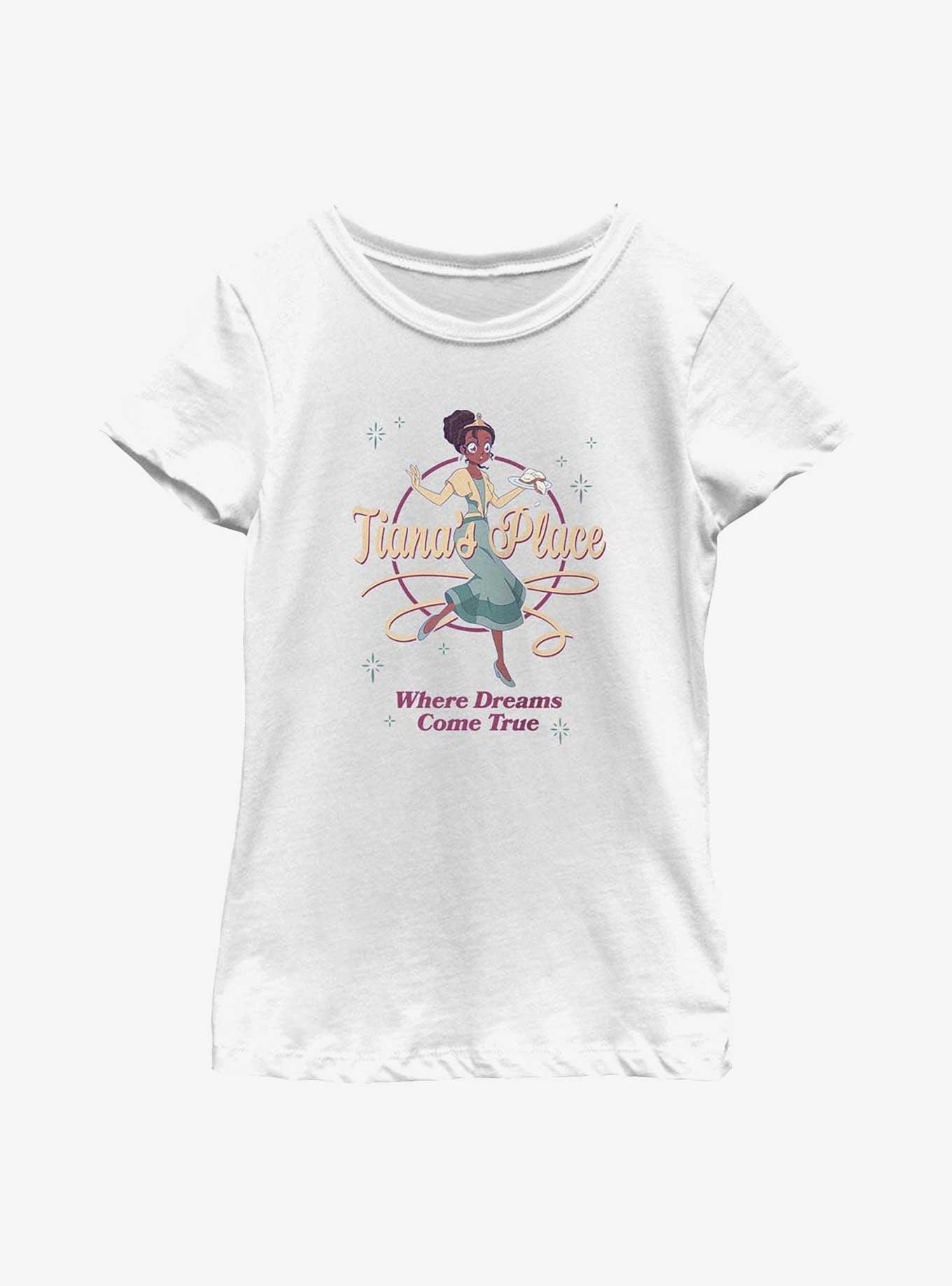 Disney The Princess and the Frog Tiana's Place Where Dreams Come True Youth Girls T-Shirt, WHITE, hi-res