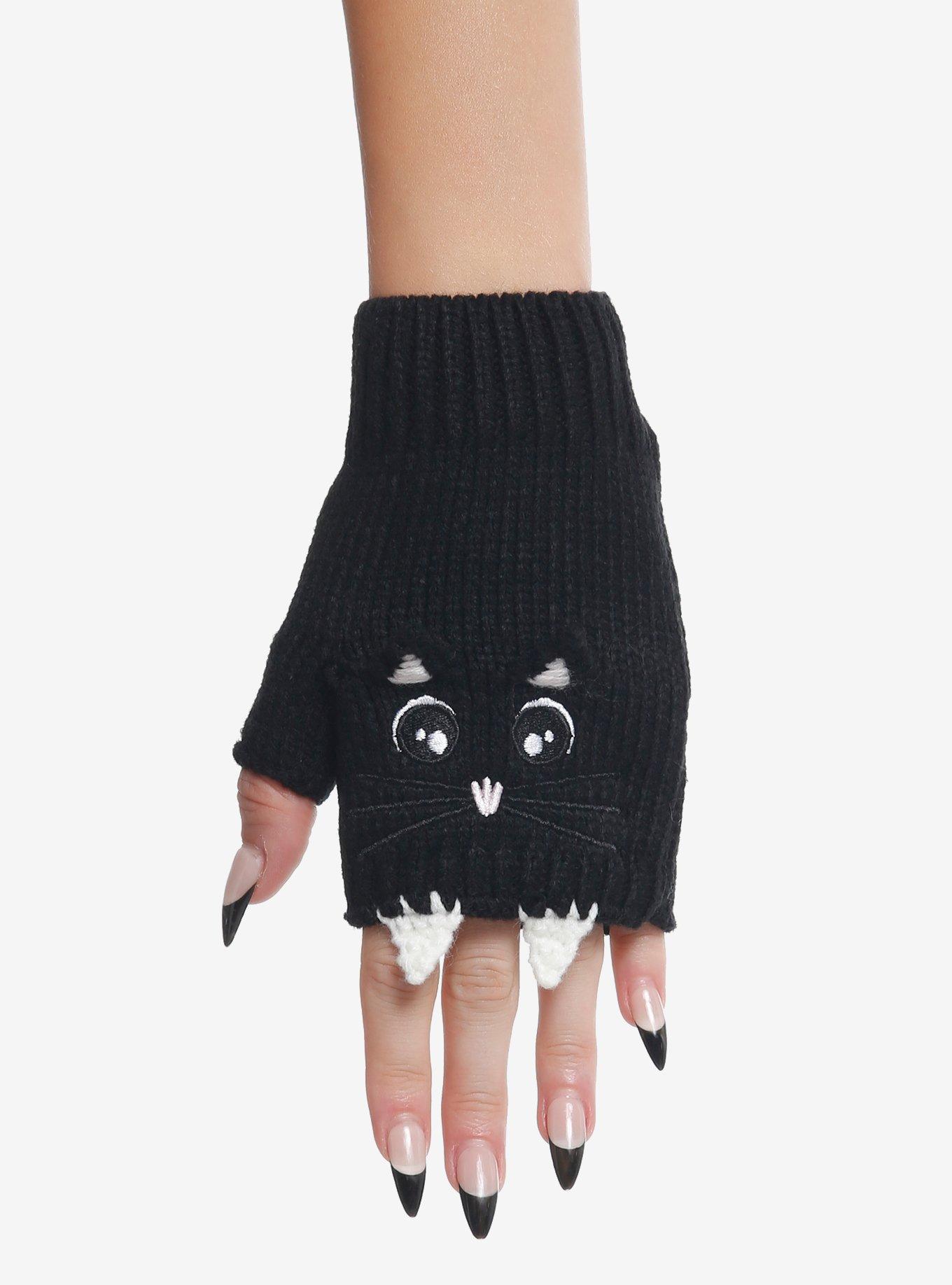 Black Cat Fingerless Gloves