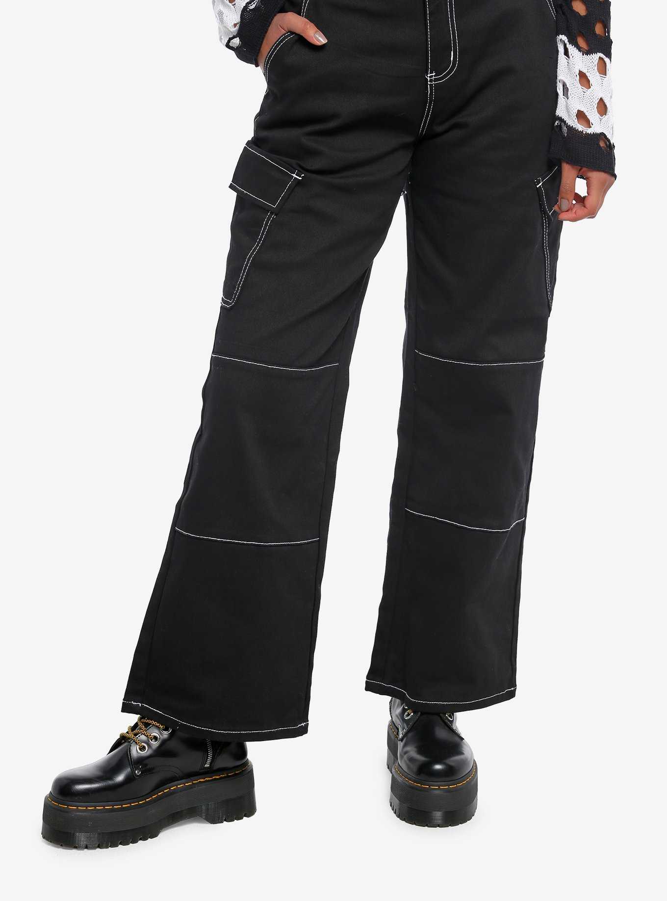 Black Denim Ankle Zip Girls Cargo Pants