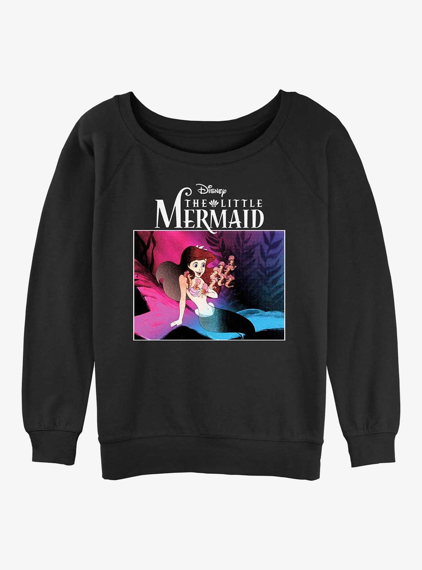 Disney The Little Mermaid New Wave Ariel Womens Slouchy Sweatshirt, BLACK, hi-res
