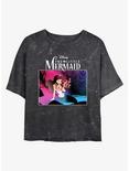 Disney The Little Mermaid New Wave Ariel Mineral Wash Womens Crop T-Shirt, BLACK, hi-res