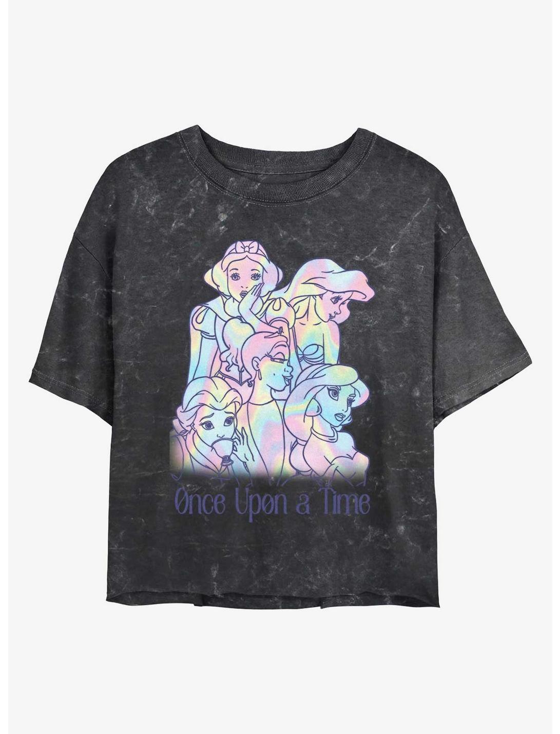 Disney Snow White and the Seven Dwarfs Dreamy Princesses Mineral Wash Womens Crop T-Shirt, BLACK, hi-res