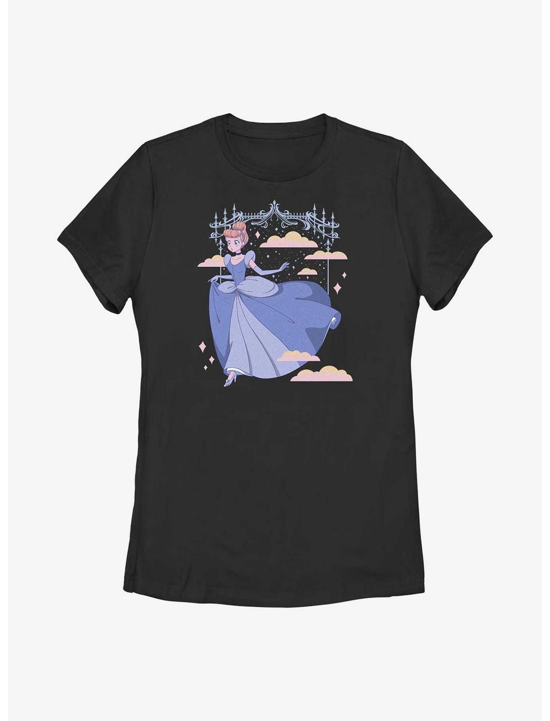 Disney Cinderella Anime Style Princess Slipper Womens T-Shirt, BLACK, hi-res