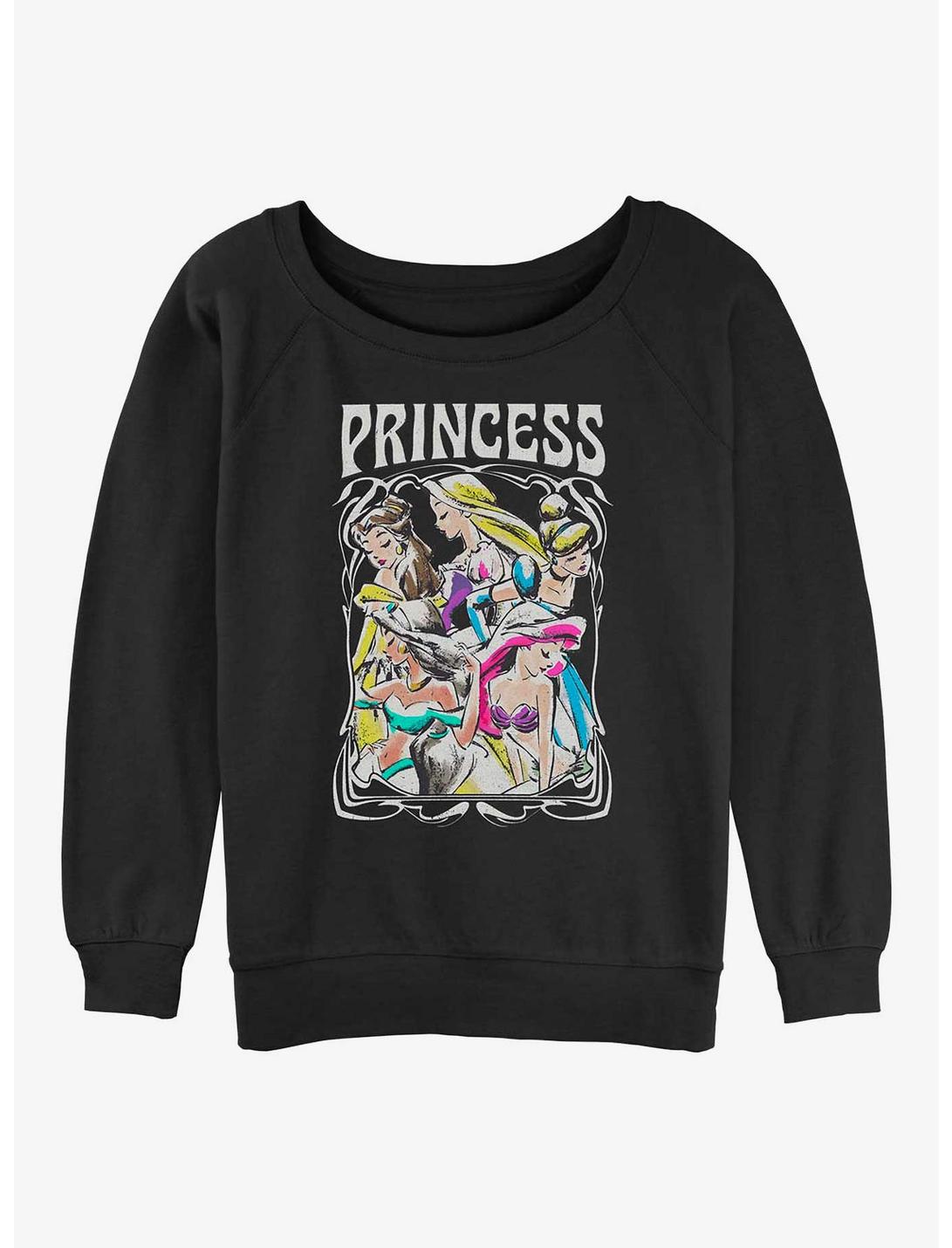 Disney Princess Retro Princess Womens Slouchy Sweatshirt, BLACK, hi-res