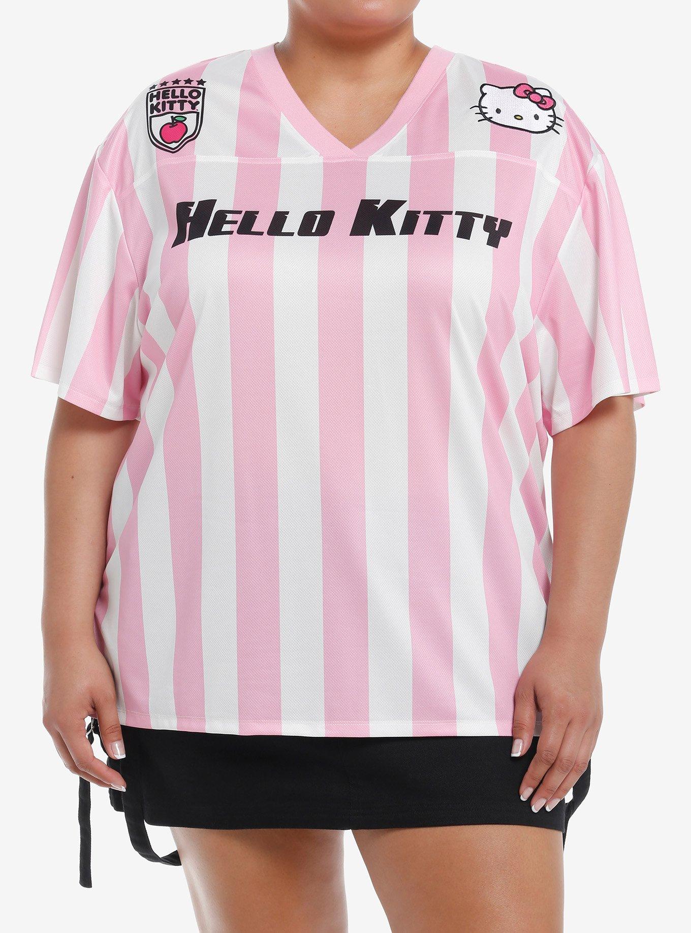 Hello Kitty Stripe Soccer Girls Jersey Top Plus Size, , hi-res