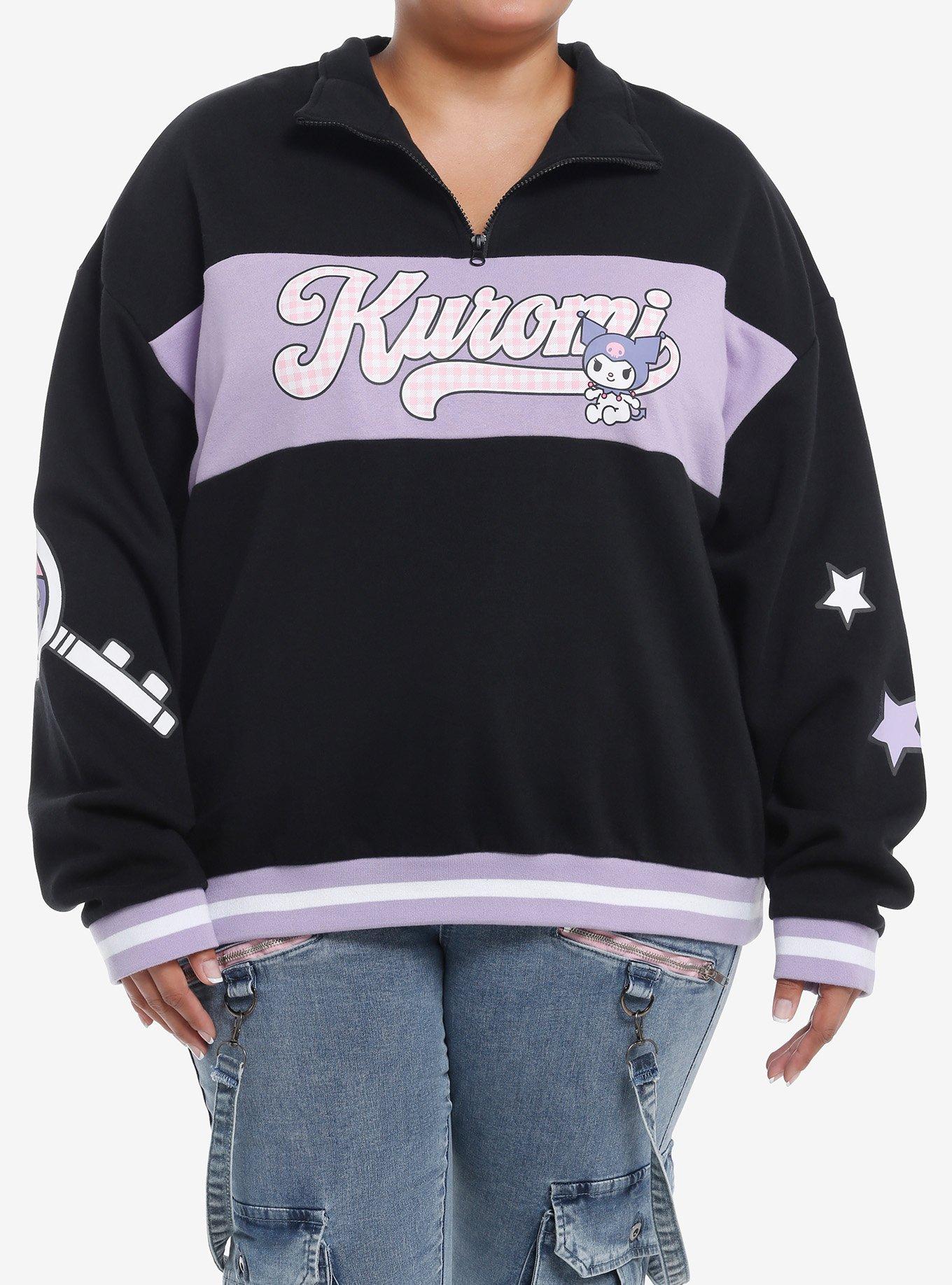 Kuromi Varsity Star Girls Quarter Zip Jacket Plus Size, , hi-res