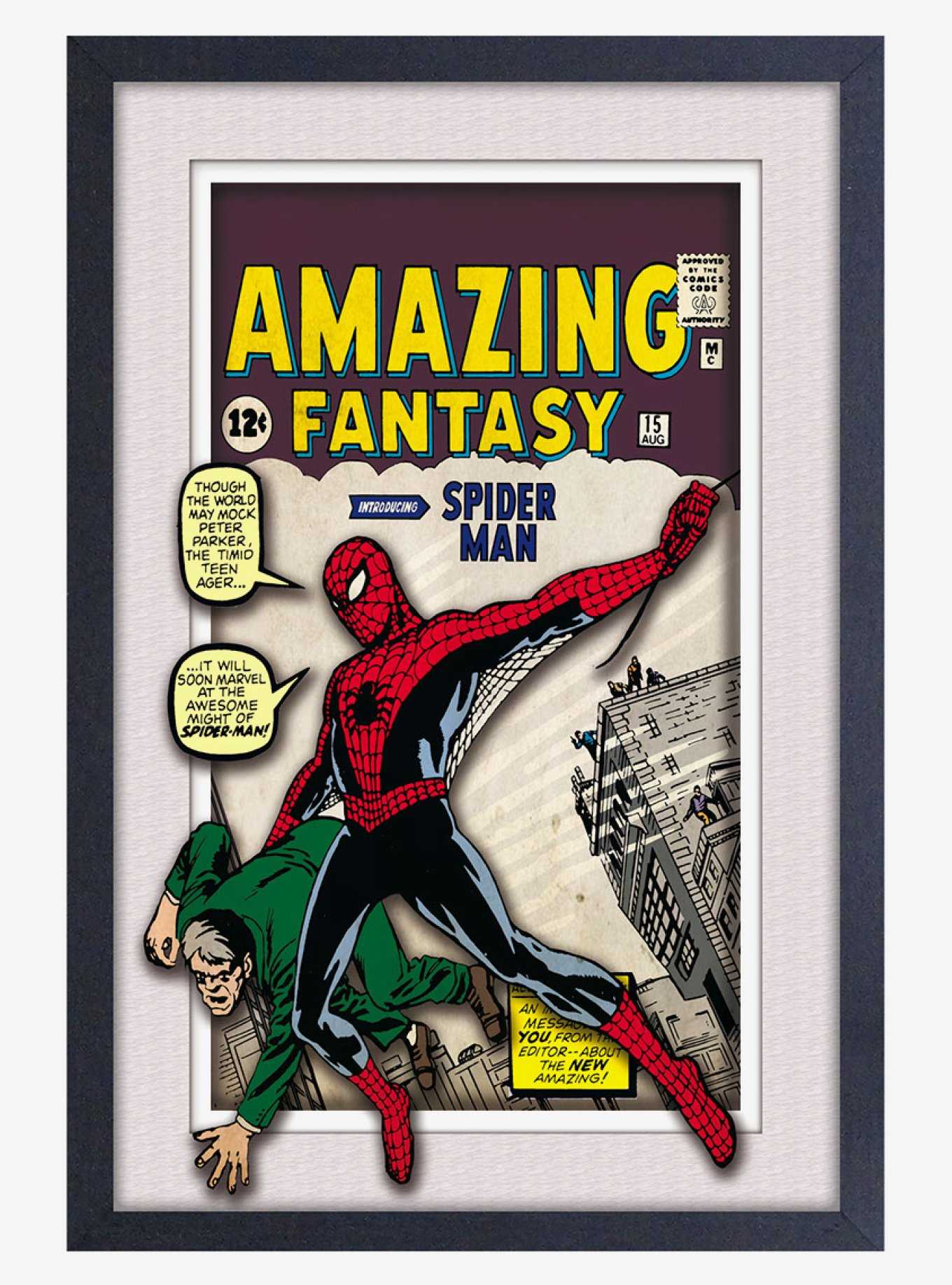 Marvel Spider-Man 1st Comic Faux Matte Under Plexiglass Framed Poster, , hi-res