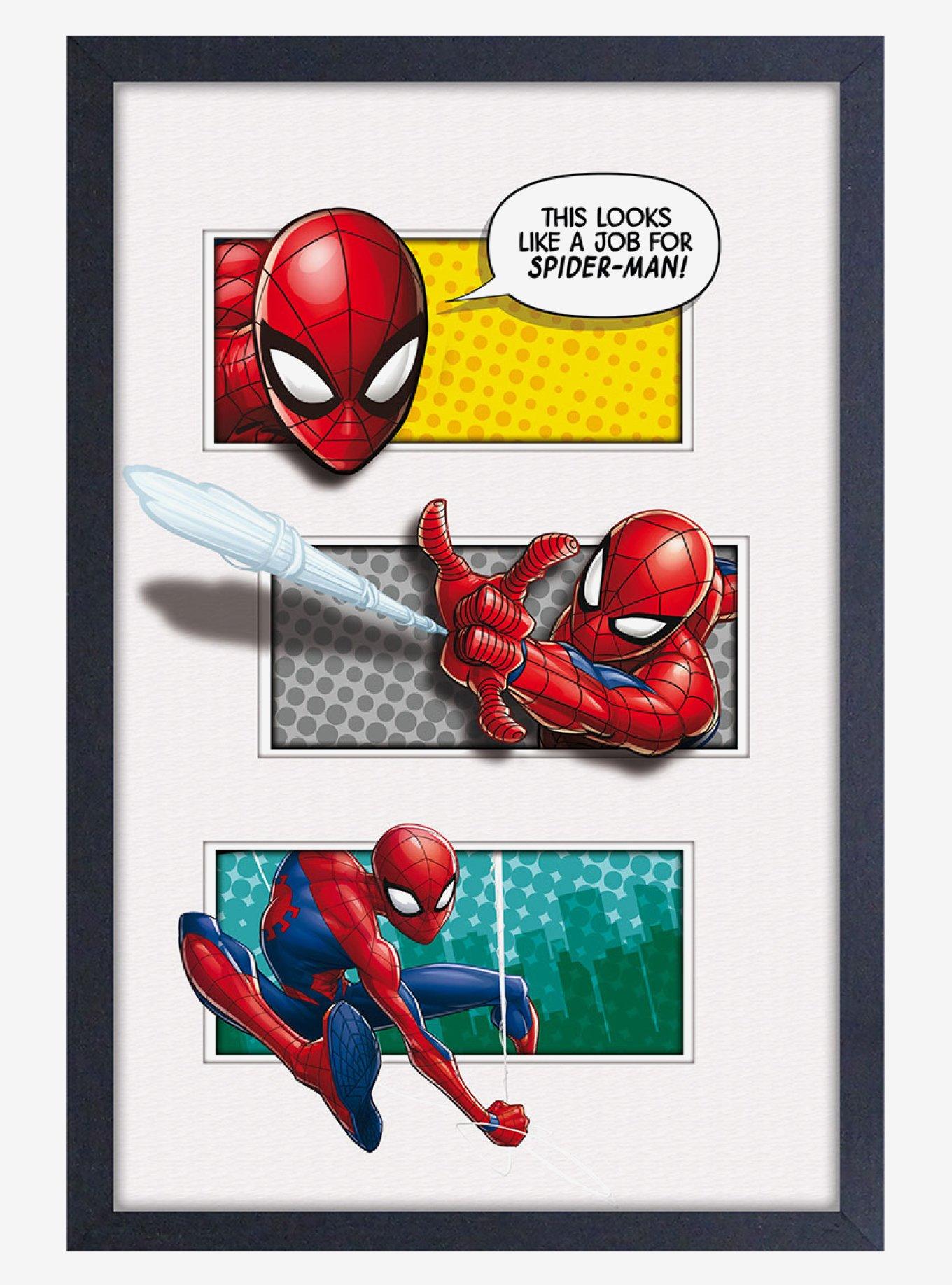 Marvel Spider-Man Looks Like A Job Faux Matte Under Plexiglass Framed Poster, , hi-res