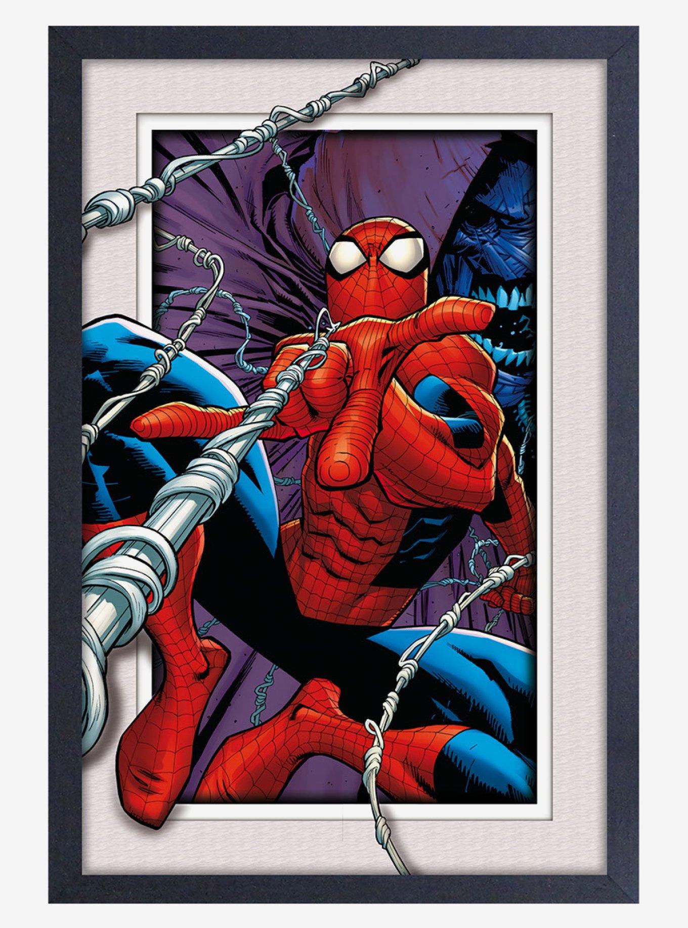 Marvel Spider-Man Swinging Faux Matte Under Plexiglass Framed Poster, , hi-res