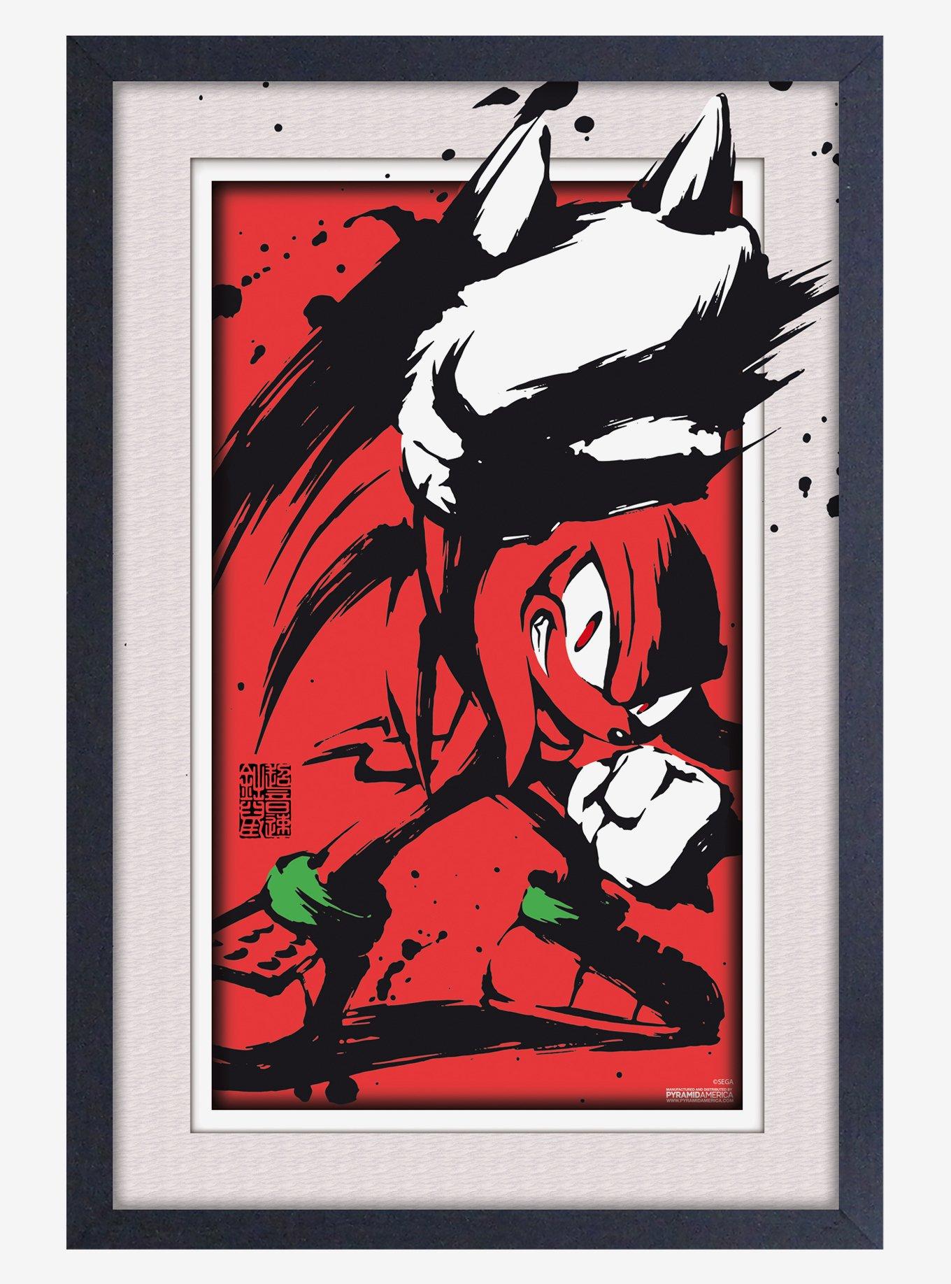 Sonic the Hedgehog Knuckles Splatter Faux Matte Under Plexiglass Framed Poster, , hi-res