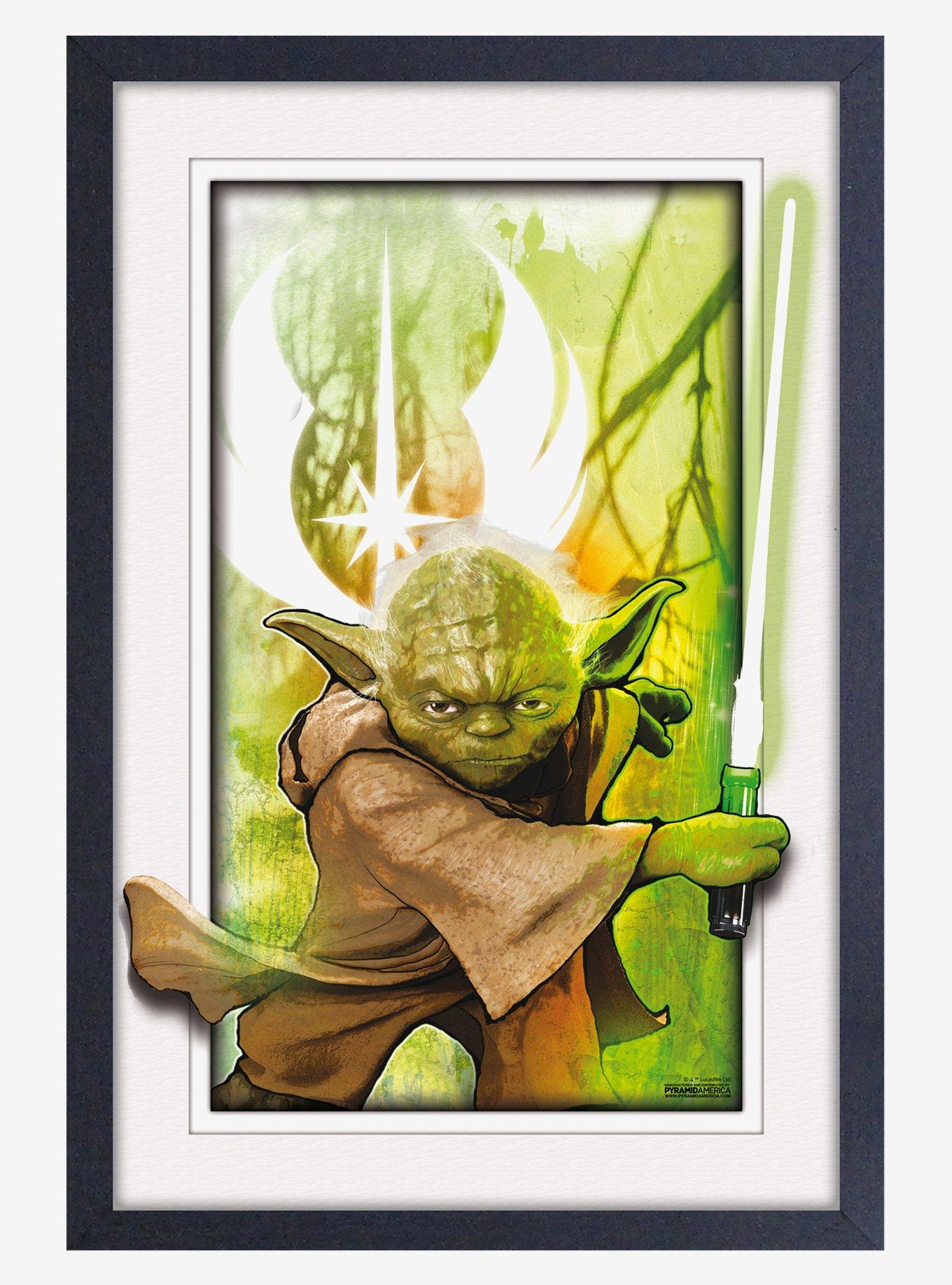 Star Wars Yoda Faux Matte Under Plexiglass Framed Poster