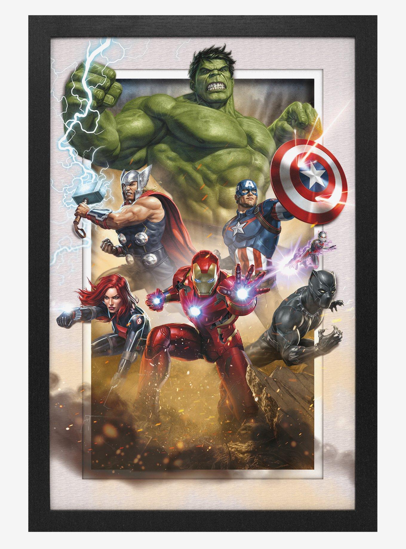 Marvel Avengers Kicking Up Dust Faux Matte Under Plexiglass Framed Poster, , hi-res