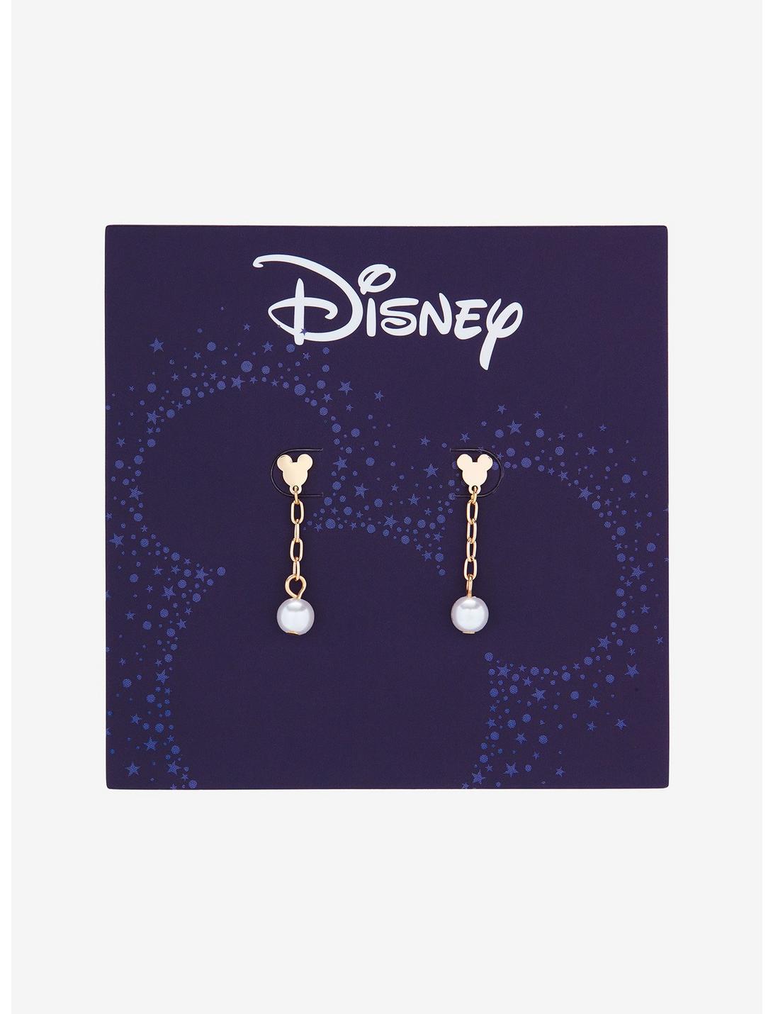 Disney Mickey Mouse Gold Pearl Drop Earrings - BoxLunch Exclusive, , hi-res