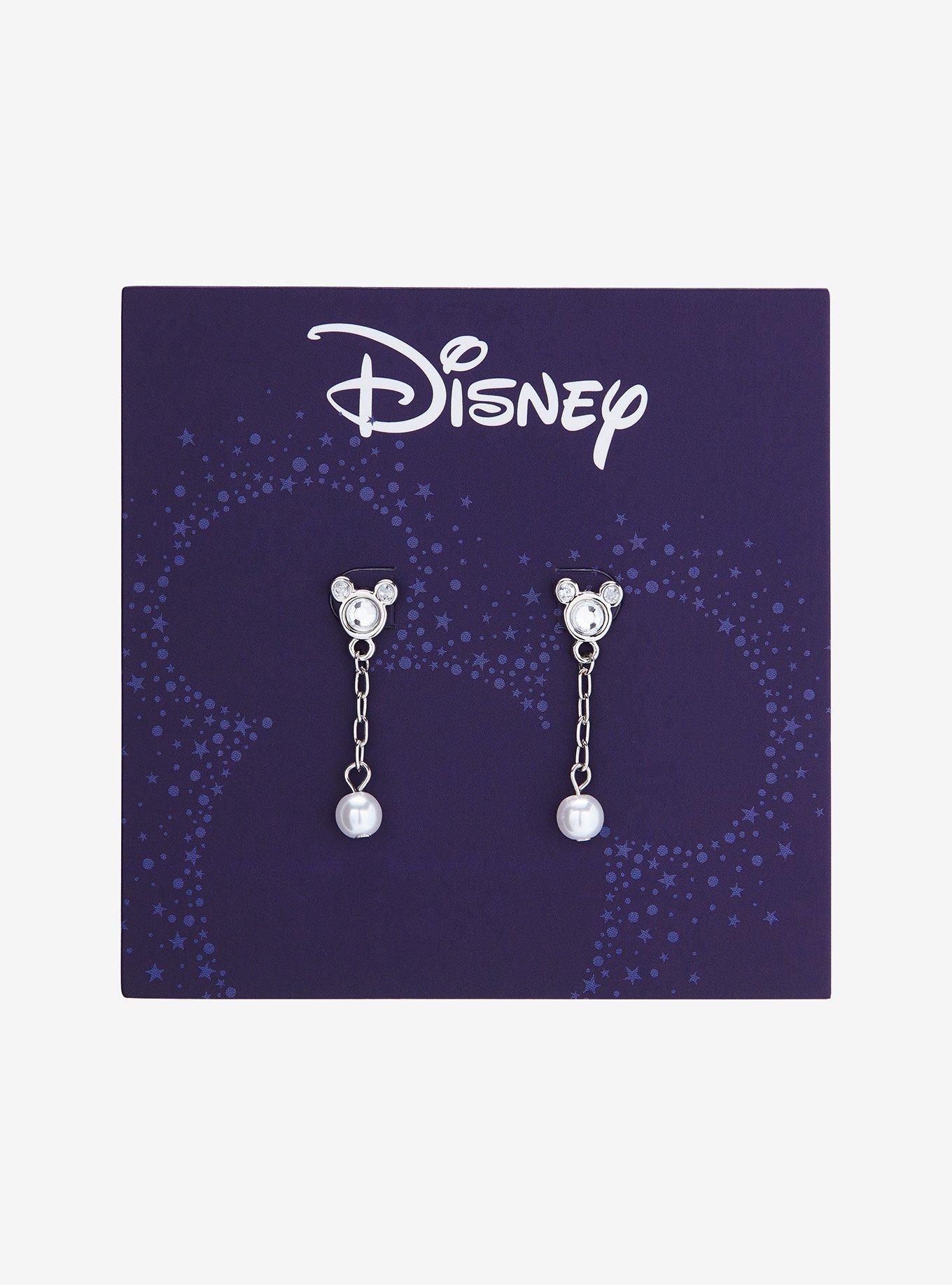 Disney Mickey Mouse Rhinestone Pearl Drop Earrings - BoxLunch Exclusive, , hi-res