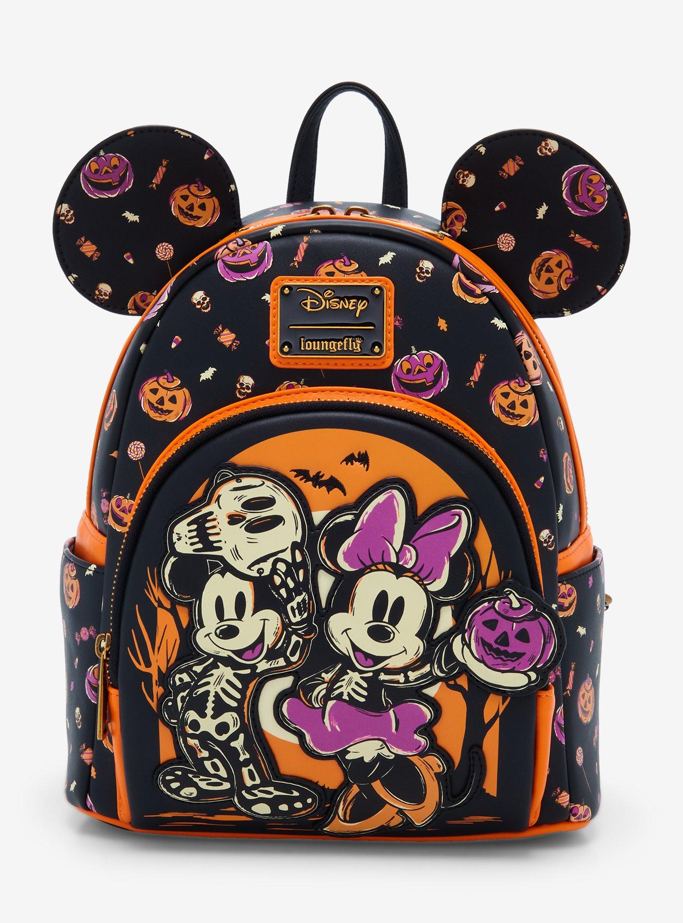 Loungefly Disney Mickey Minnie Skeleton Glow in the Dark Mini Backpack BoxLunch Exclusive BoxLunch