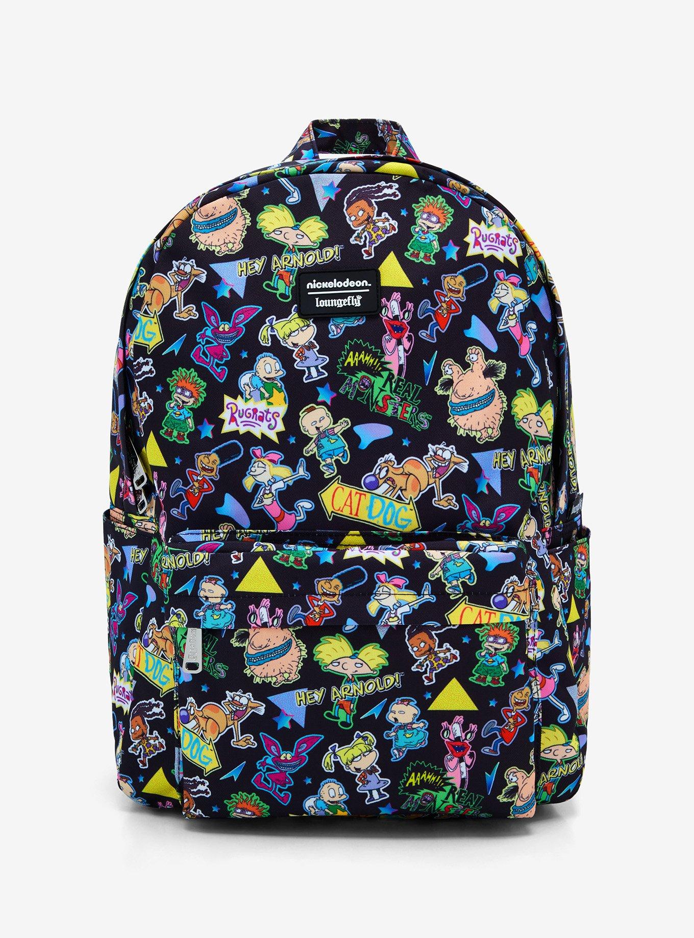 Loungefly Nickelodeon Retro Cartoons Allover Print Nylon Backpack, , hi-res