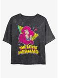 Disney The Little Mermaid 80's Mermaid Mineral Wash Womens Crop T-Shirt, BLACK, hi-res