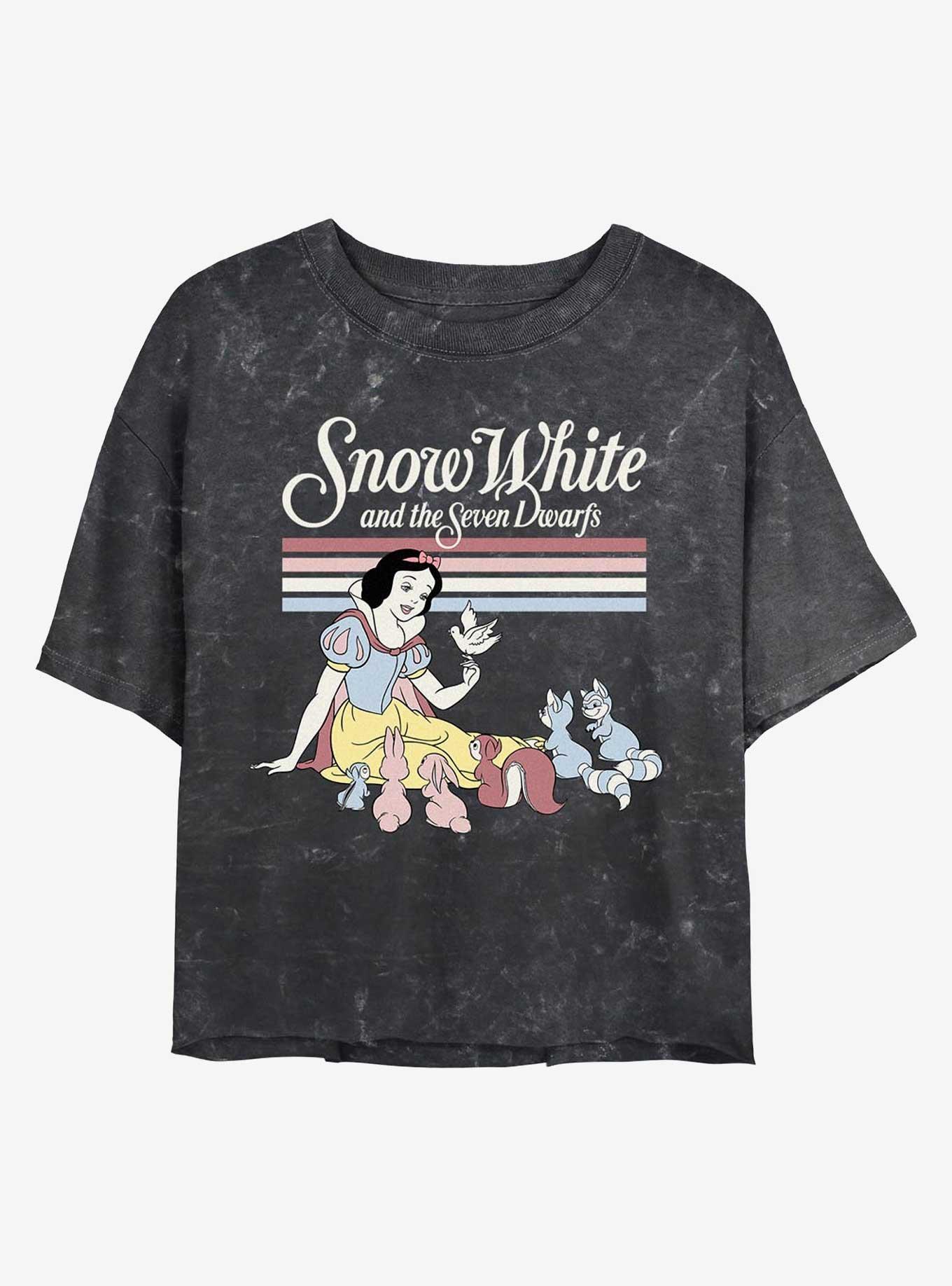 Disney Snow White and the Seven Dwarfs Forest Critters Mineral Wash Womens Crop T-Shirt, , hi-res