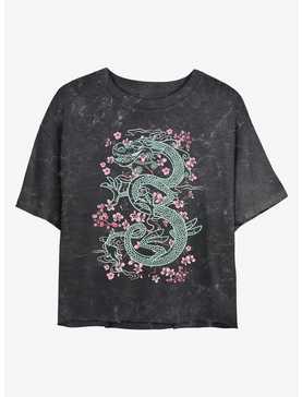 Disney Mulan Mushu Floral Mineral Wash Womens Crop T-Shirt, , hi-res