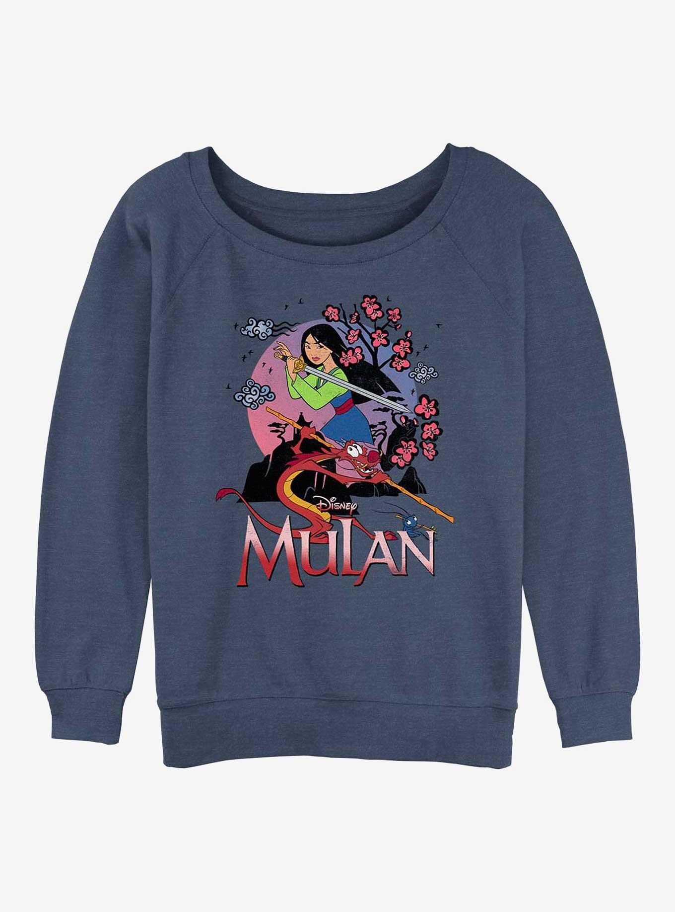 Disney Mulan Warrior Mulan Womens Slouchy Sweatshirt, BLUEHTR, hi-res