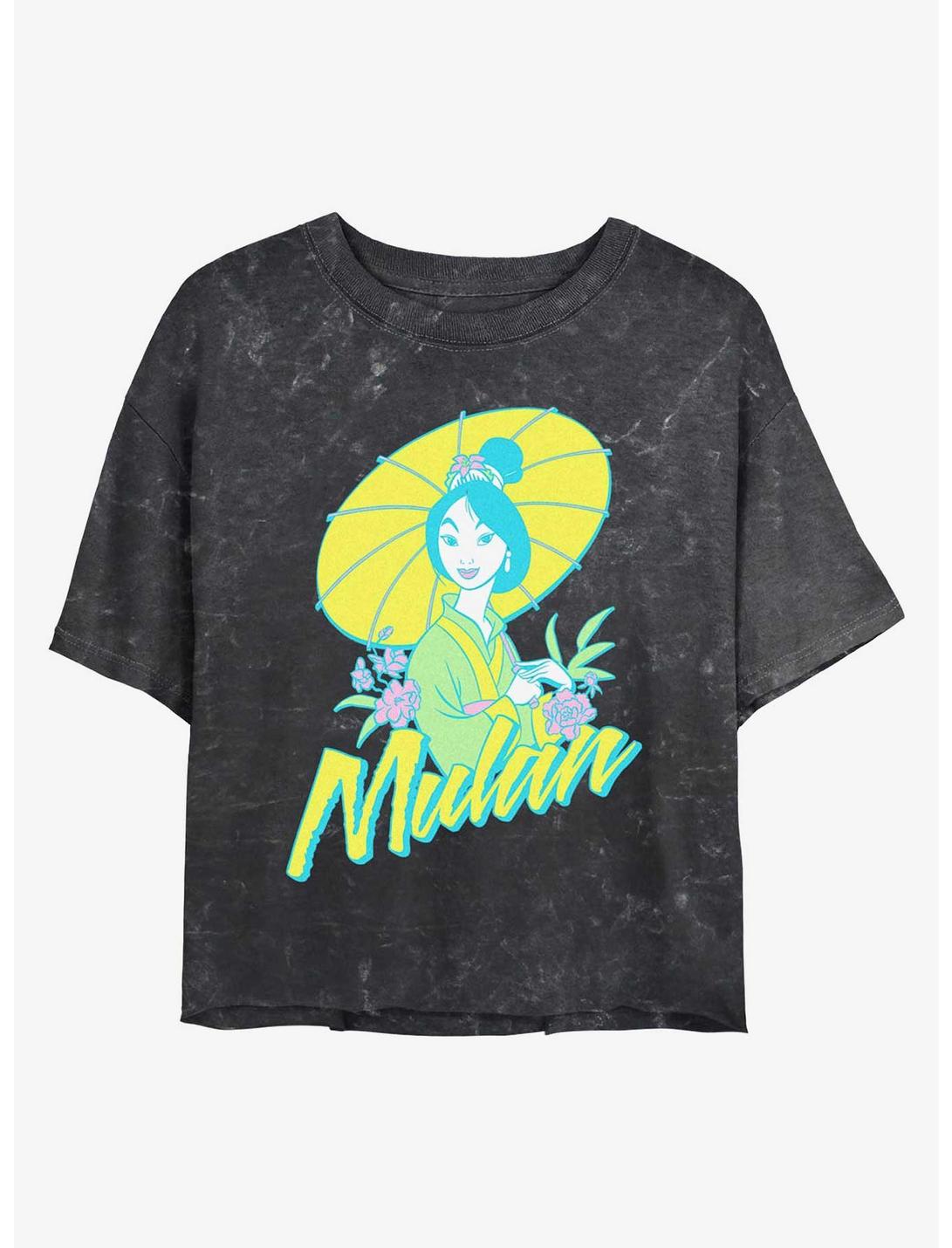 Disney Mulan Surf Pop Mulan Mineral Wash Womens Crop T-Shirt, BLACK, hi-res