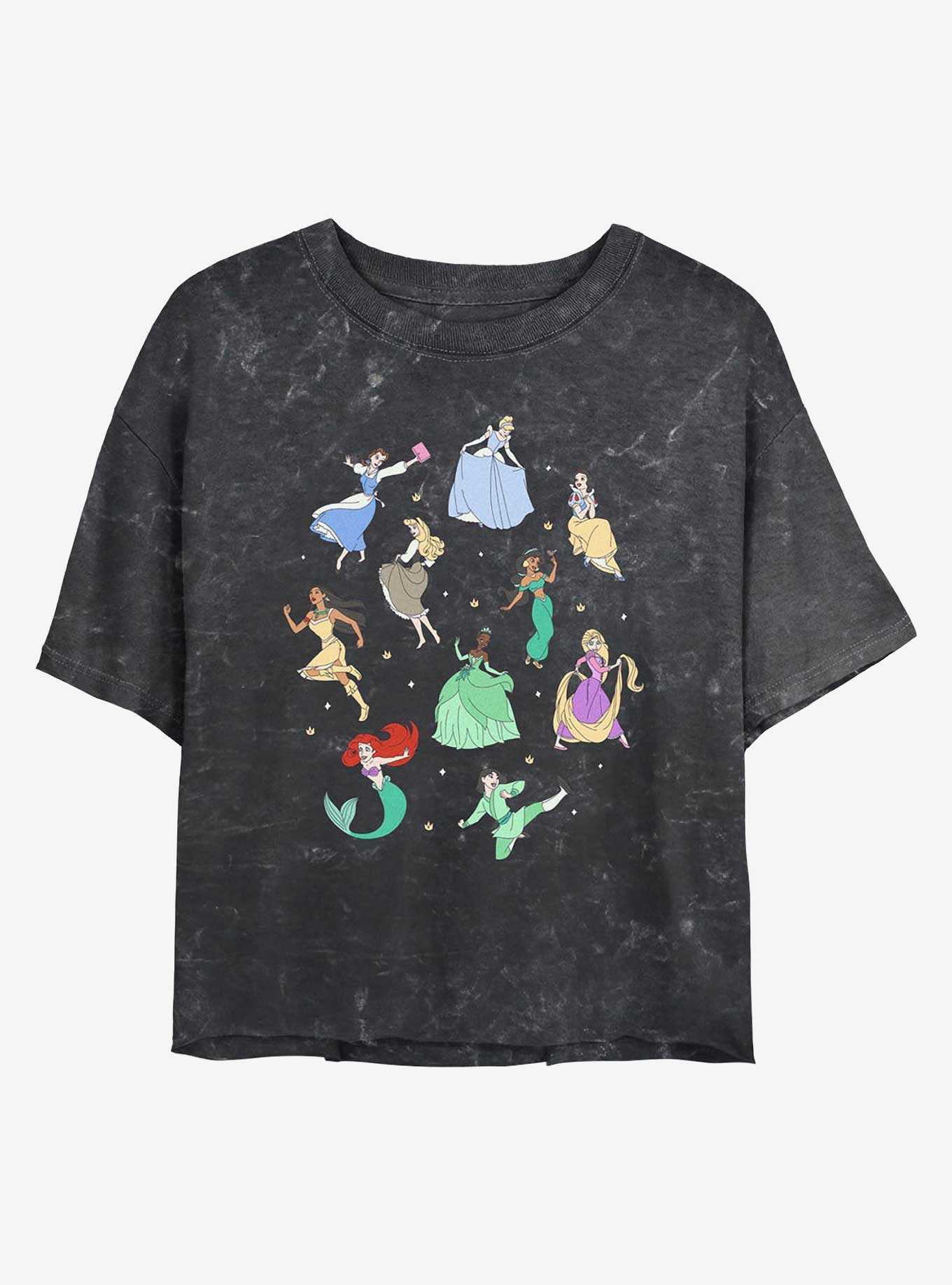 Disney Cinderella Princess Doodle Mineral Wash Womens Crop T-Shirt, , hi-res