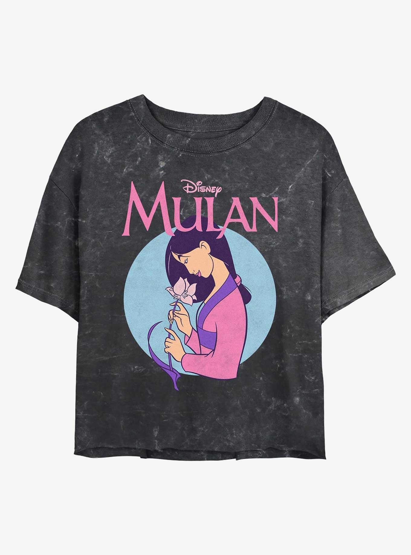 Disney Mulan Vintage Mulan Mineral Wash Womens Crop T-Shirt, BLACK, hi-res