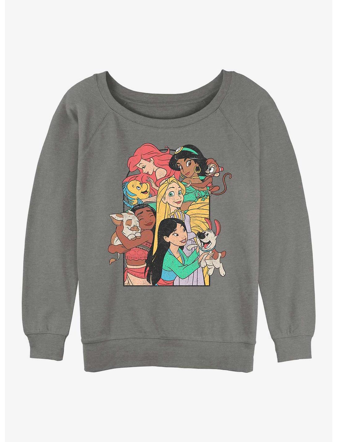 Disney Princess Companions Womens Slouchy Sweatshirt, GRAY HTR, hi-res