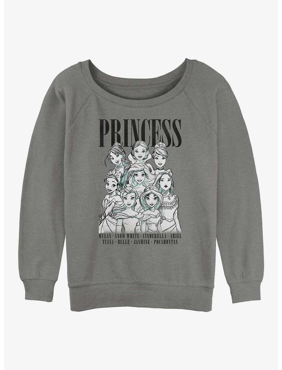 Disney Princess Princess Portrait Womens Slouchy Sweatshirt, GRAY HTR, hi-res