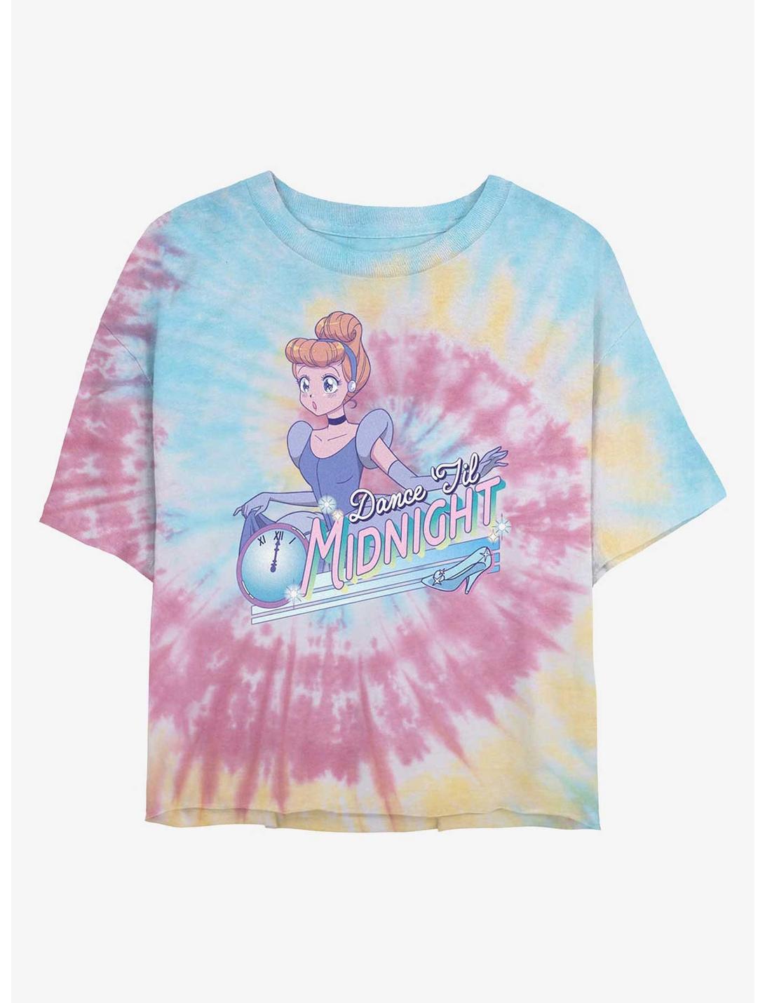 Disney Cinderella Anime Style Dance Til Midnight Womens Tie-Dye Crop T-Shirt, BLUPNKLY, hi-res