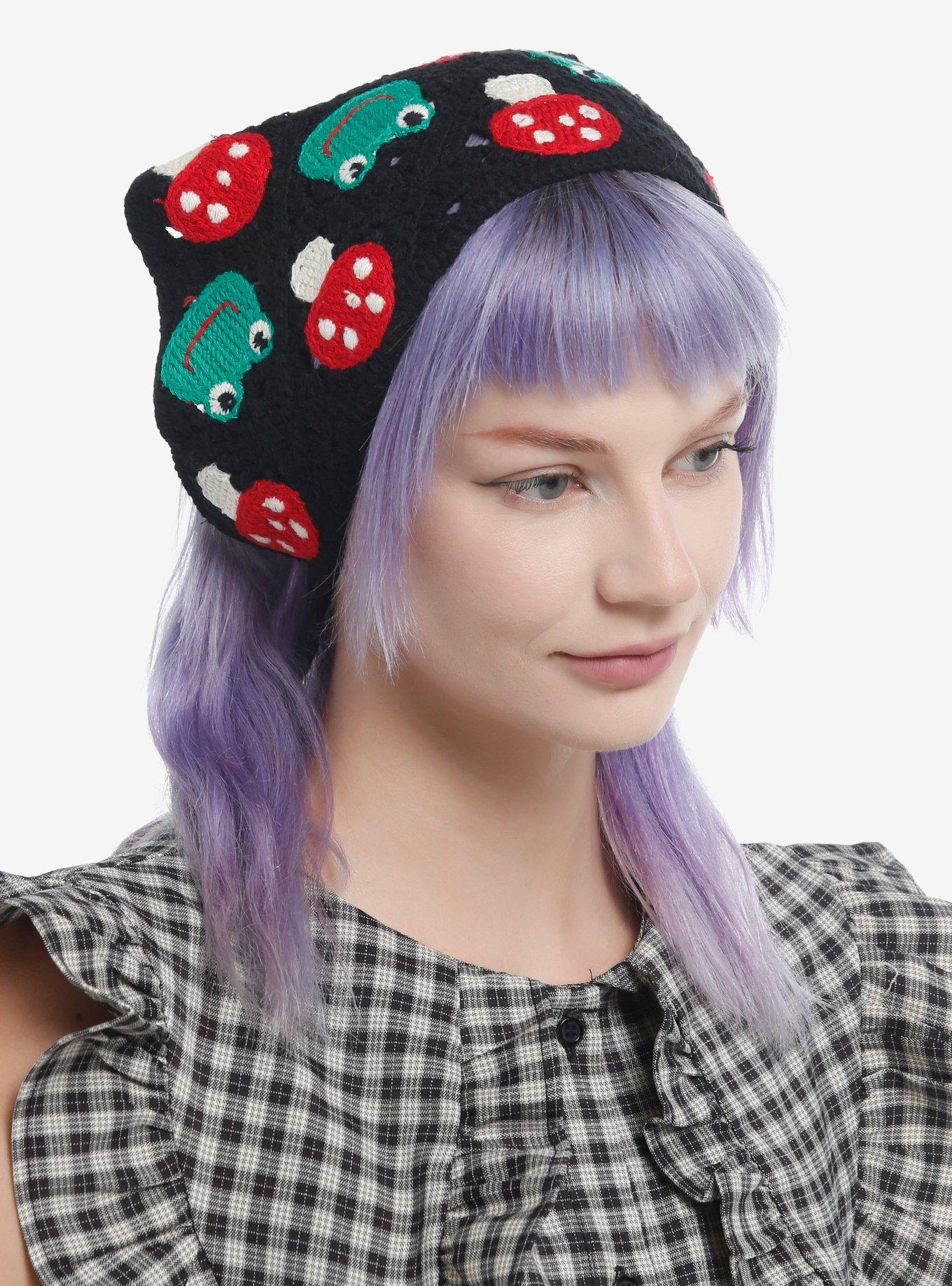 Mushroom Frog Knit Hair Scarf, , hi-res