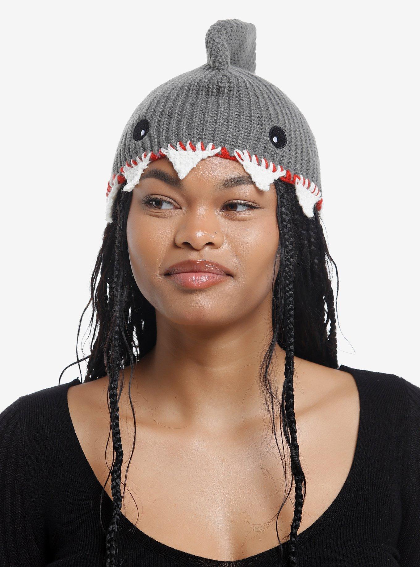 Shark Figural Crochet Beanie, , hi-res
