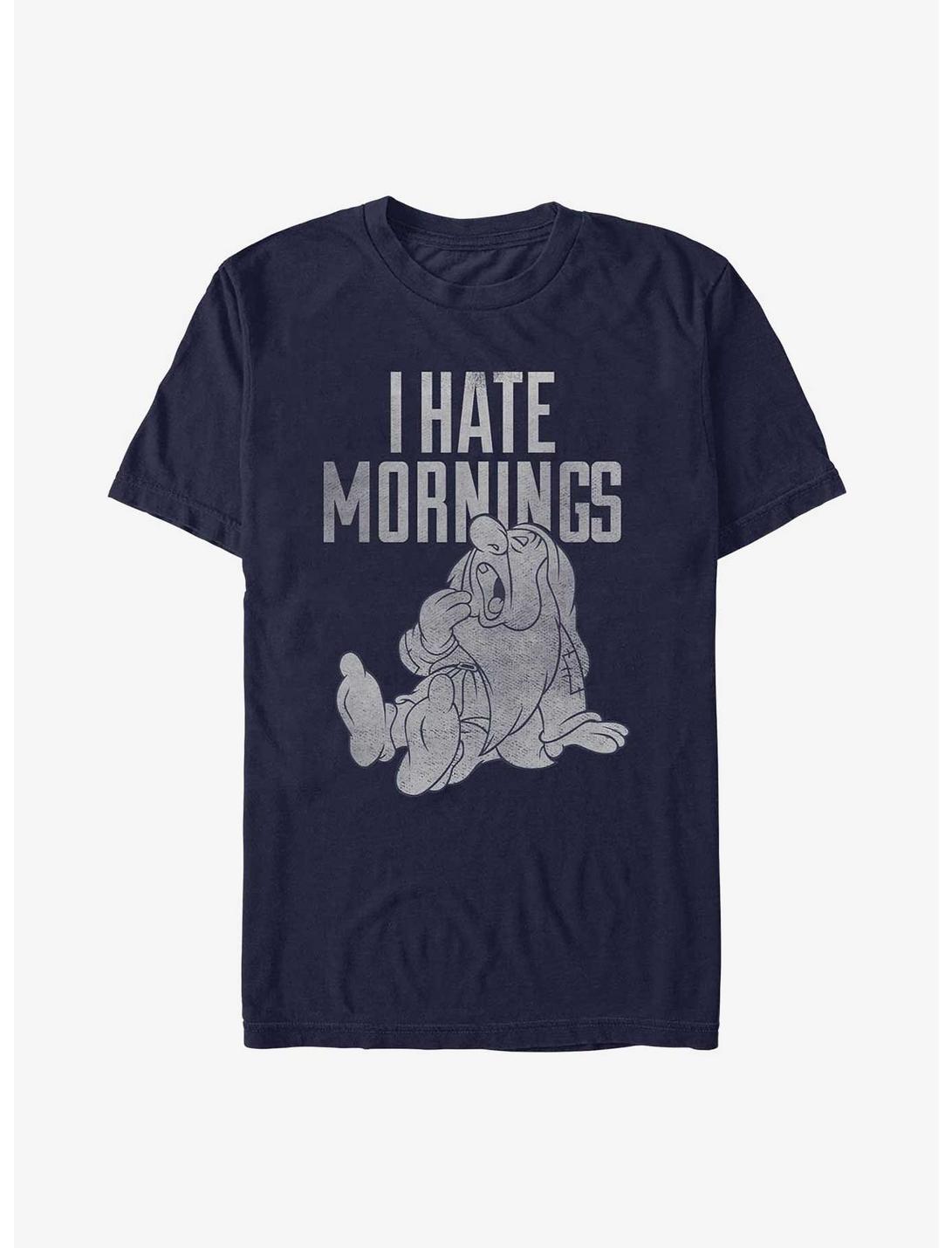 Disney Snow White and the Seven Dwarfs Sleepy I Hate Mornings T-Shirt, NAVY, hi-res