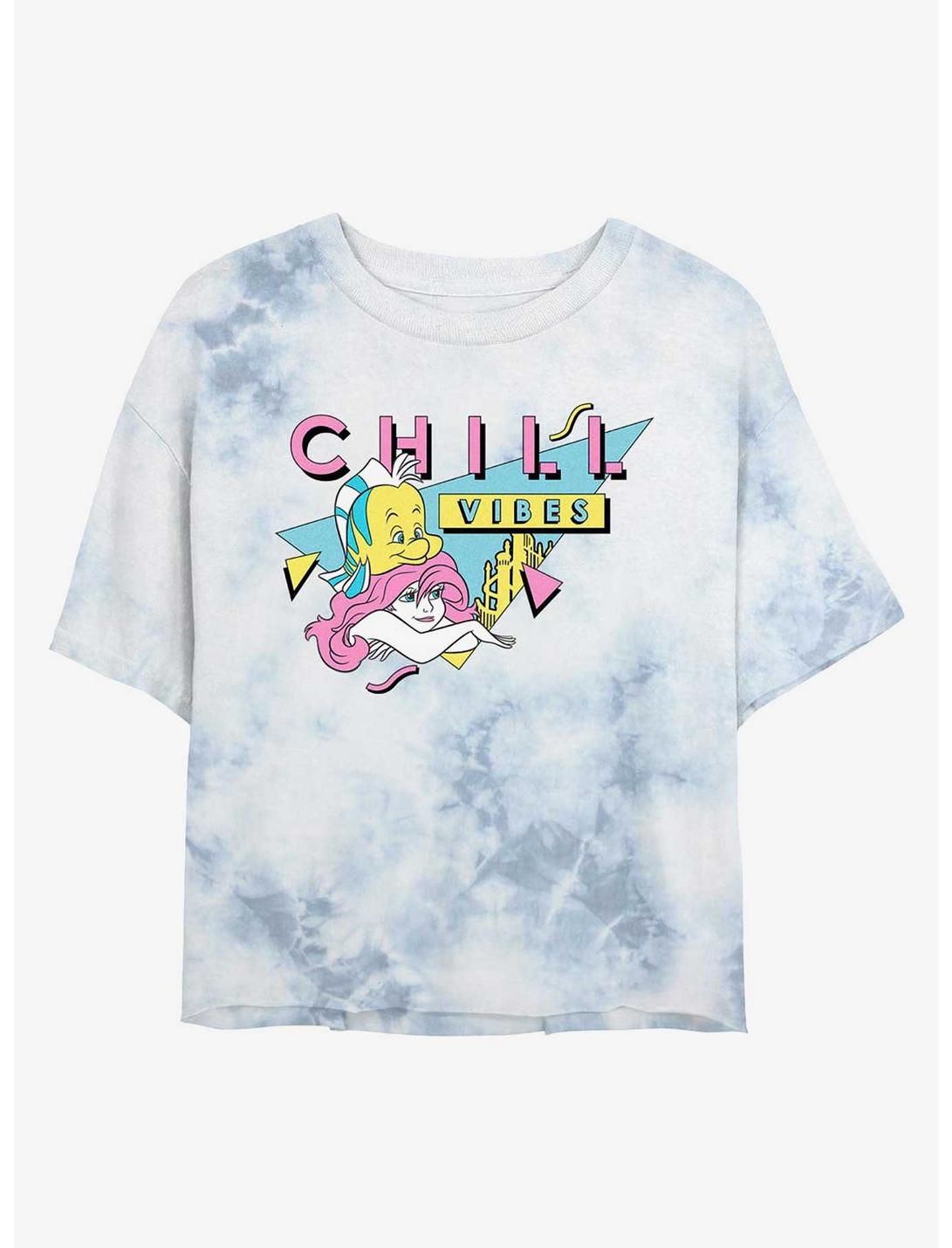 Disney The Little Mermaid 90's Chill Ariel Womens Tie-Dye Crop T-Shirt, WHITEBLUE, hi-res