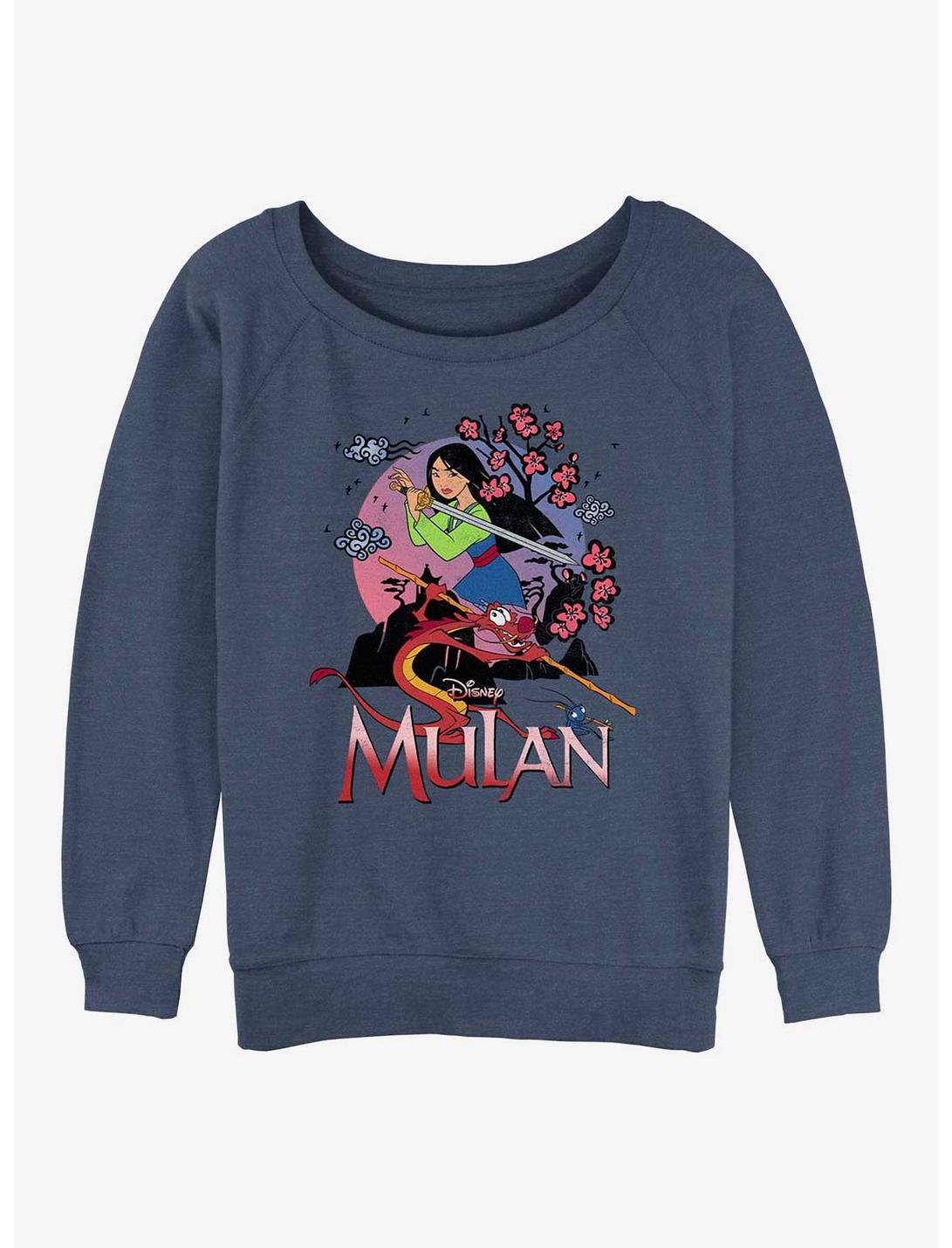 Disney Mulan Warrior Mulan Womens Slouchy Sweatshirt, BLUEHTR, hi-res