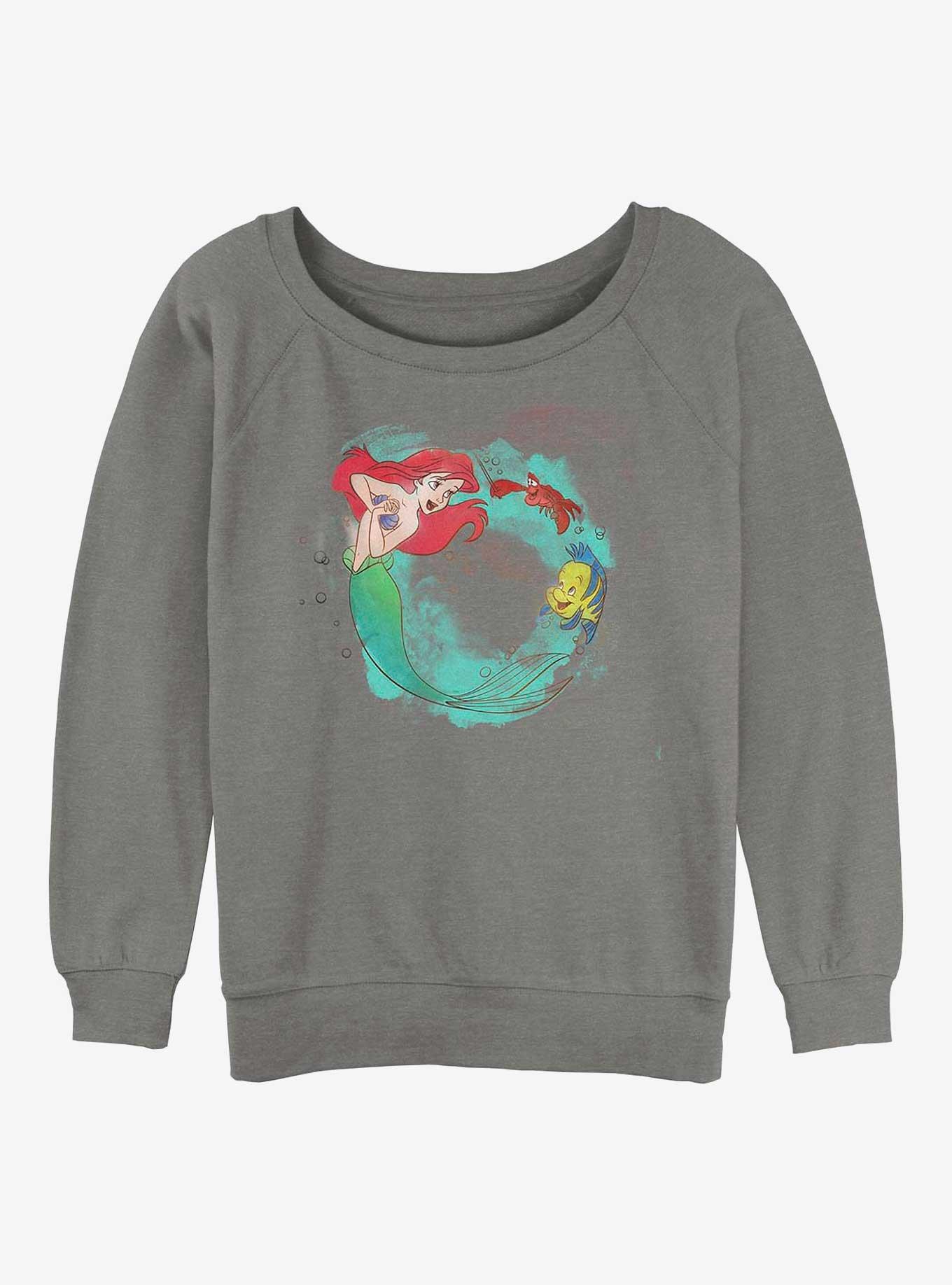 Disney The Little Mermaid Ariel Sebastian and Flounder Womens Slouchy Sweatshirt, , hi-res