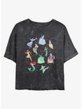 Disney Cinderella Princess Doodle Mineral Wash Womens Crop T-Shirt, BLACK, hi-res