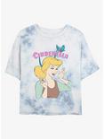 Disney Cinderella Getting Ready Womens Tie-Dye Crop T-Shirt, WHITEBLUE, hi-res