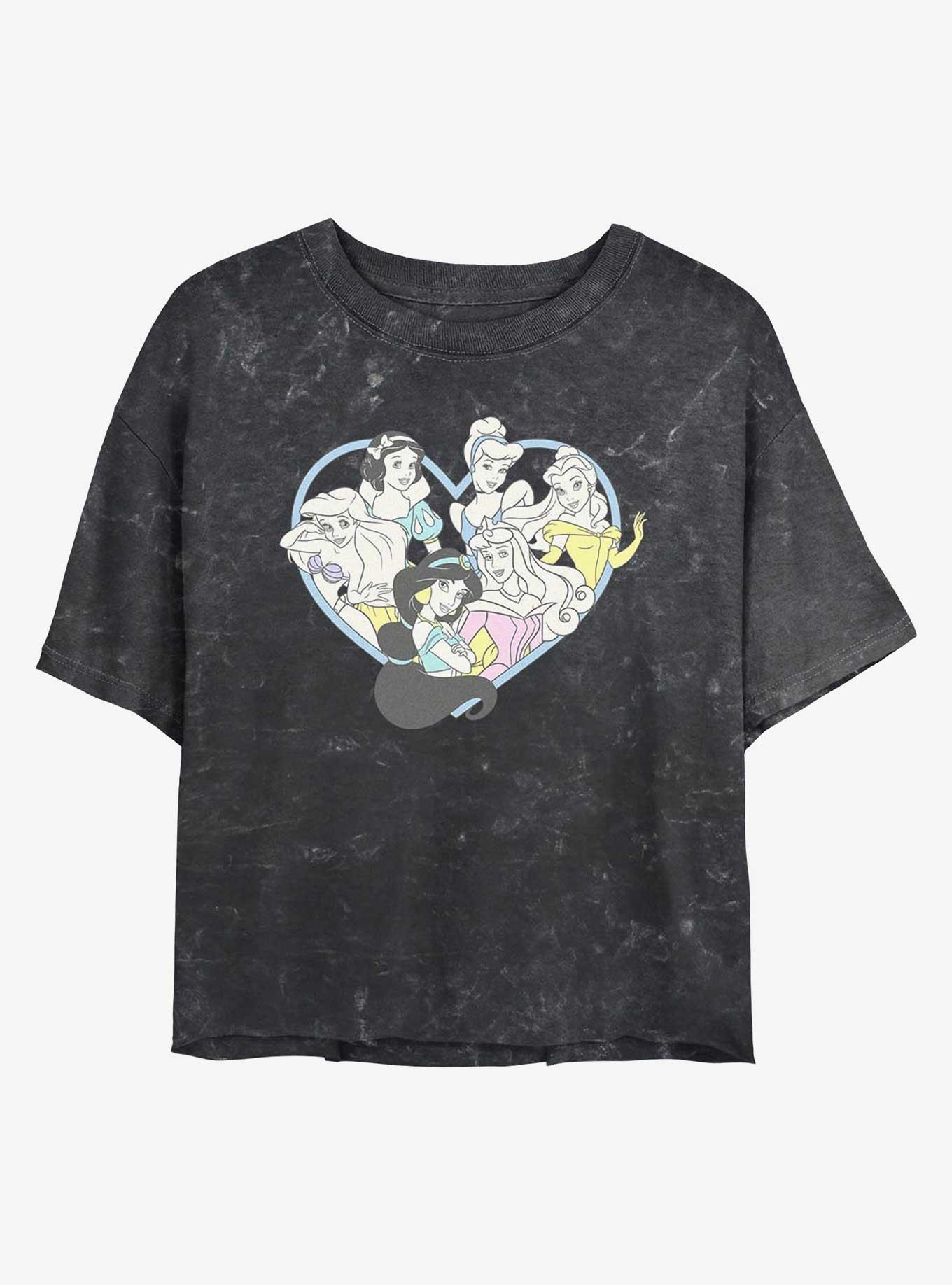 Disney Aladdin Vintage Princess Heart Mineral Wash Womens Crop T-Shirt, BLACK, hi-res