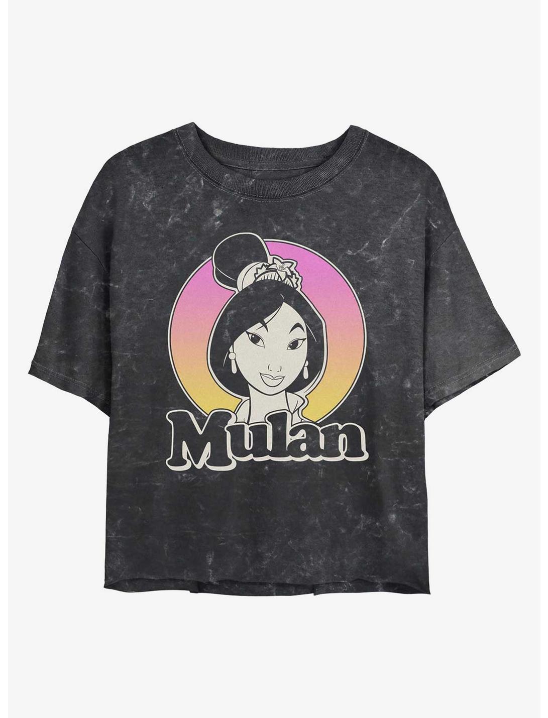 Disney Mulan Classic Mulan Mineral Wash Womens Crop T-Shirt, BLACK, hi-res