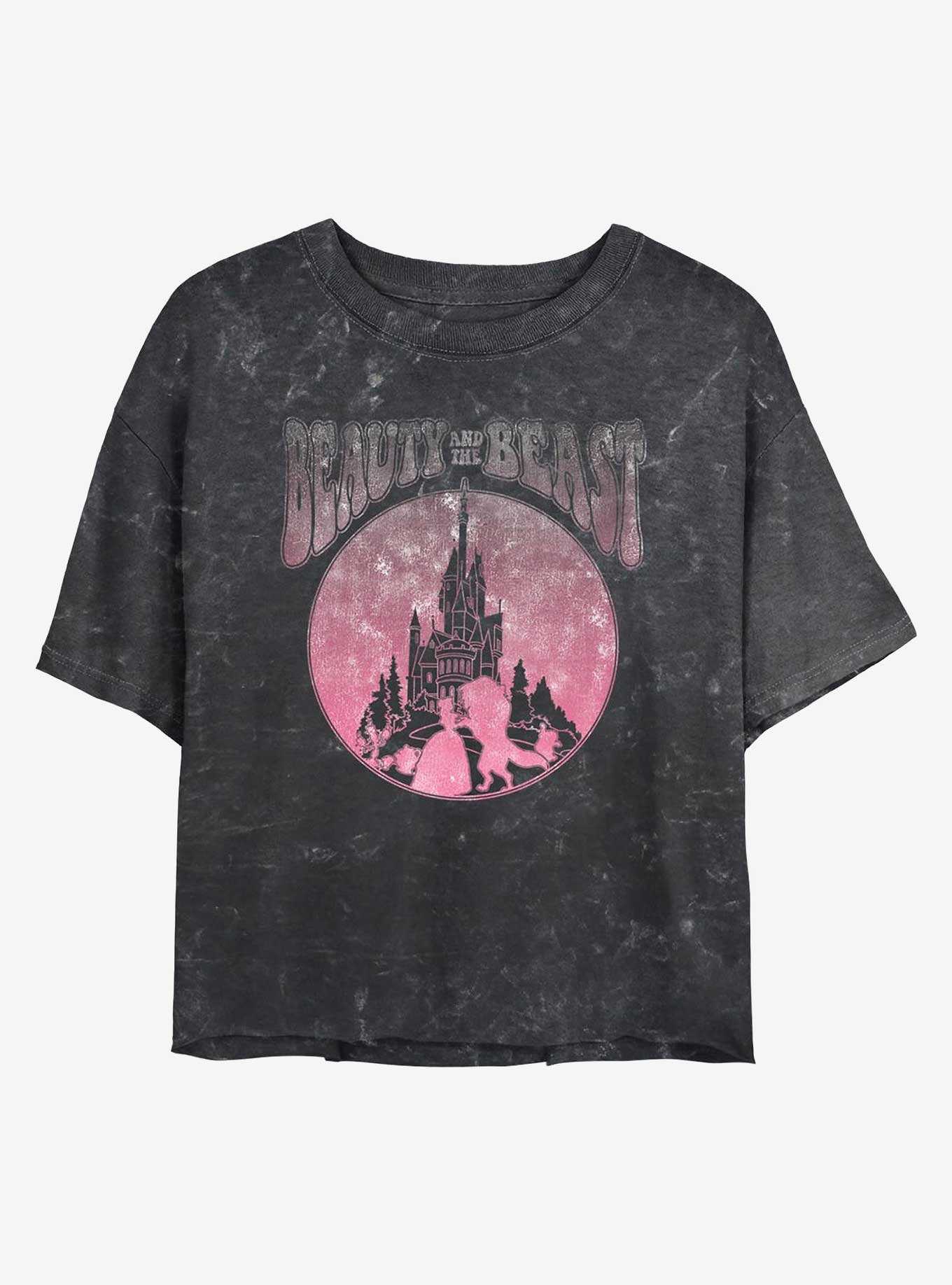 Disney Beauty and the Beast Castle Badge Mineral Wash Womens Crop T-Shirt, , hi-res