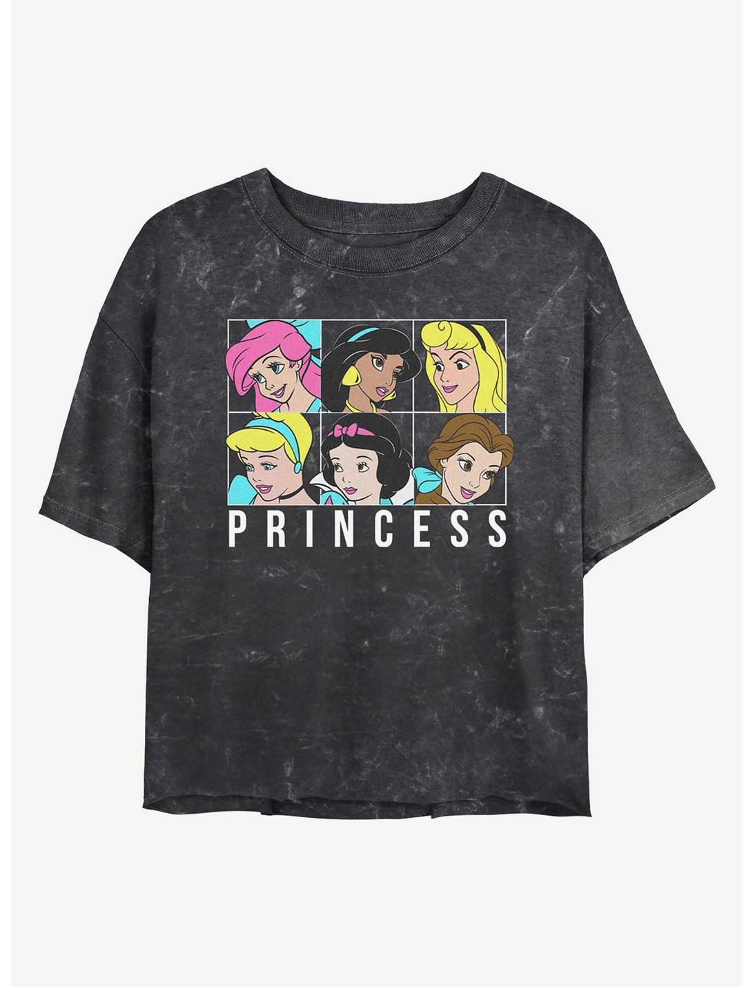 Disney Princess Classic Princess Mineral Wash Womens Crop T-Shirt, BLACK, hi-res