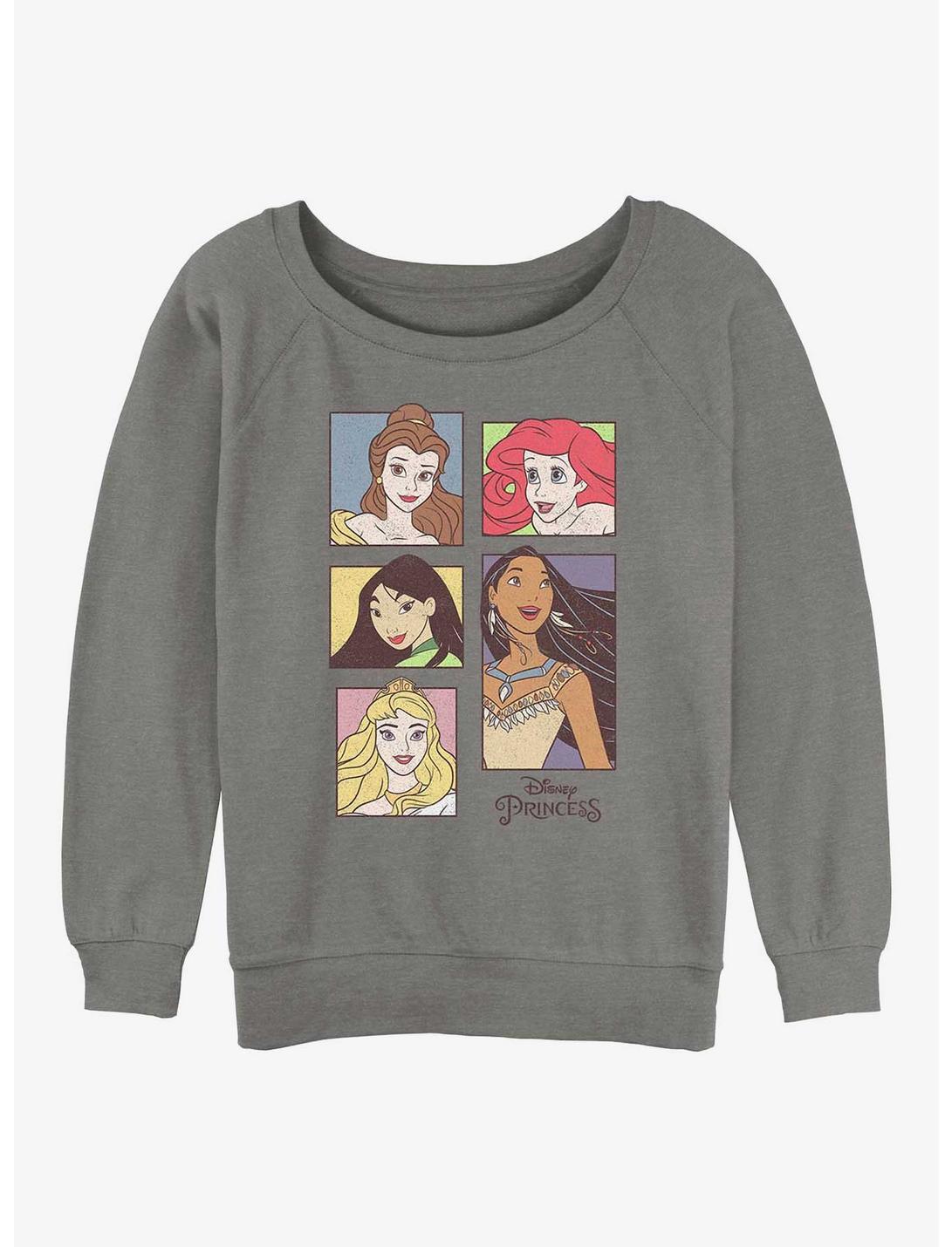Disney The Little Mermaid Princesses Womens Slouchy Sweatshirt, GRAY HTR, hi-res