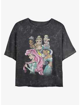 Disney The Princess and the Frog Watercolor Princesses Mineral Wash Womens Crop T-Shirt, , hi-res
