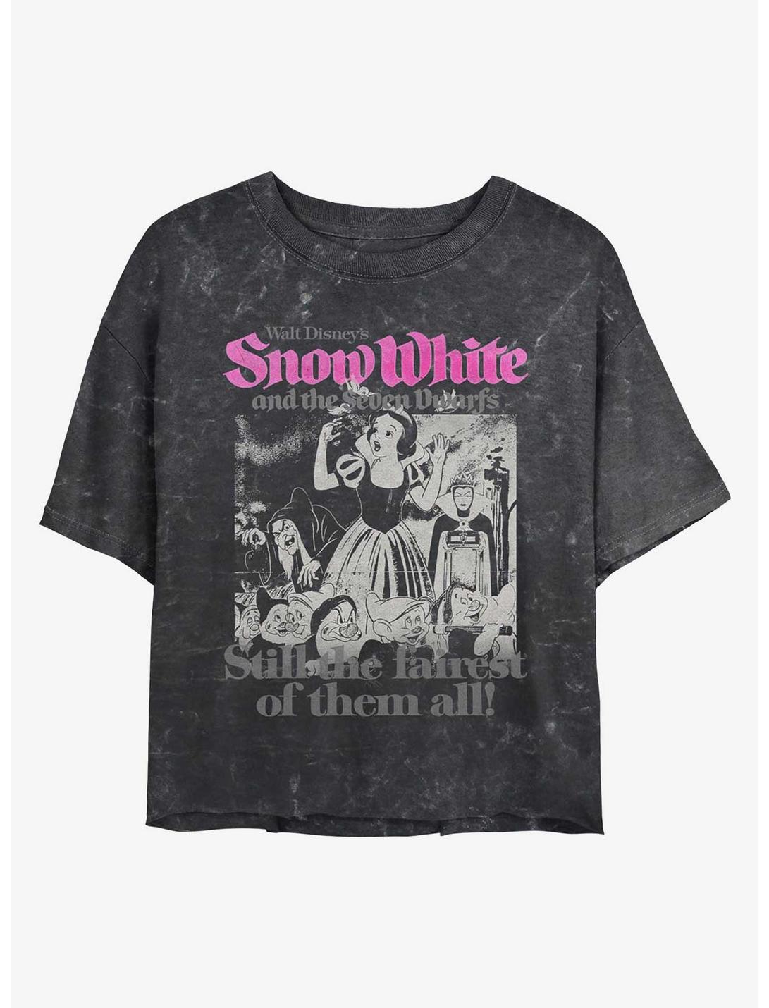 Disney Snow White and the Seven Dwarfs Still The Fairest Mineral Wash Womens Crop T-Shirt, BLACK, hi-res