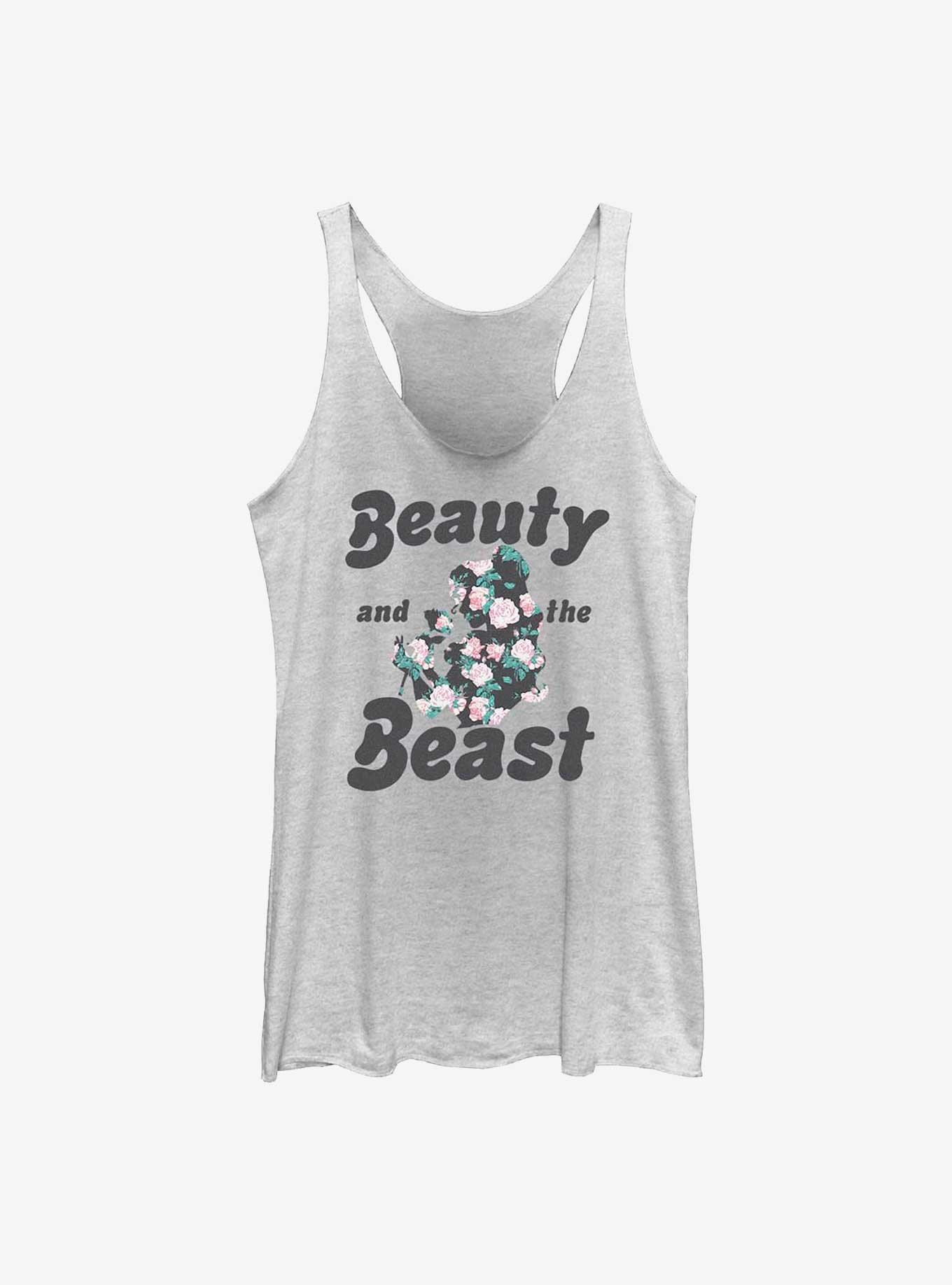 Disney Beauty and the Beast Belle Floral Fill Womens Tank Top, WHITE HTR, hi-res
