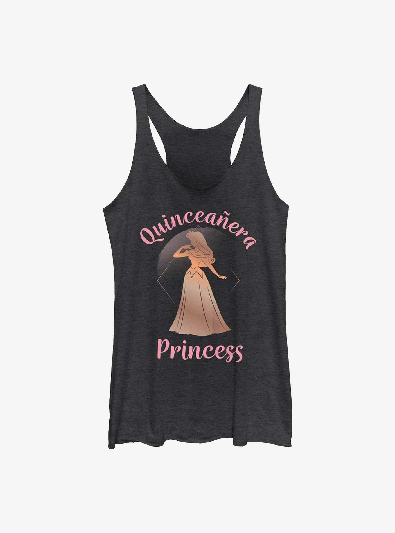 Disney Sleeping Beauty Birthday Quinceanera Princess Aurora Womens Tank Top, BLK HTR, hi-res