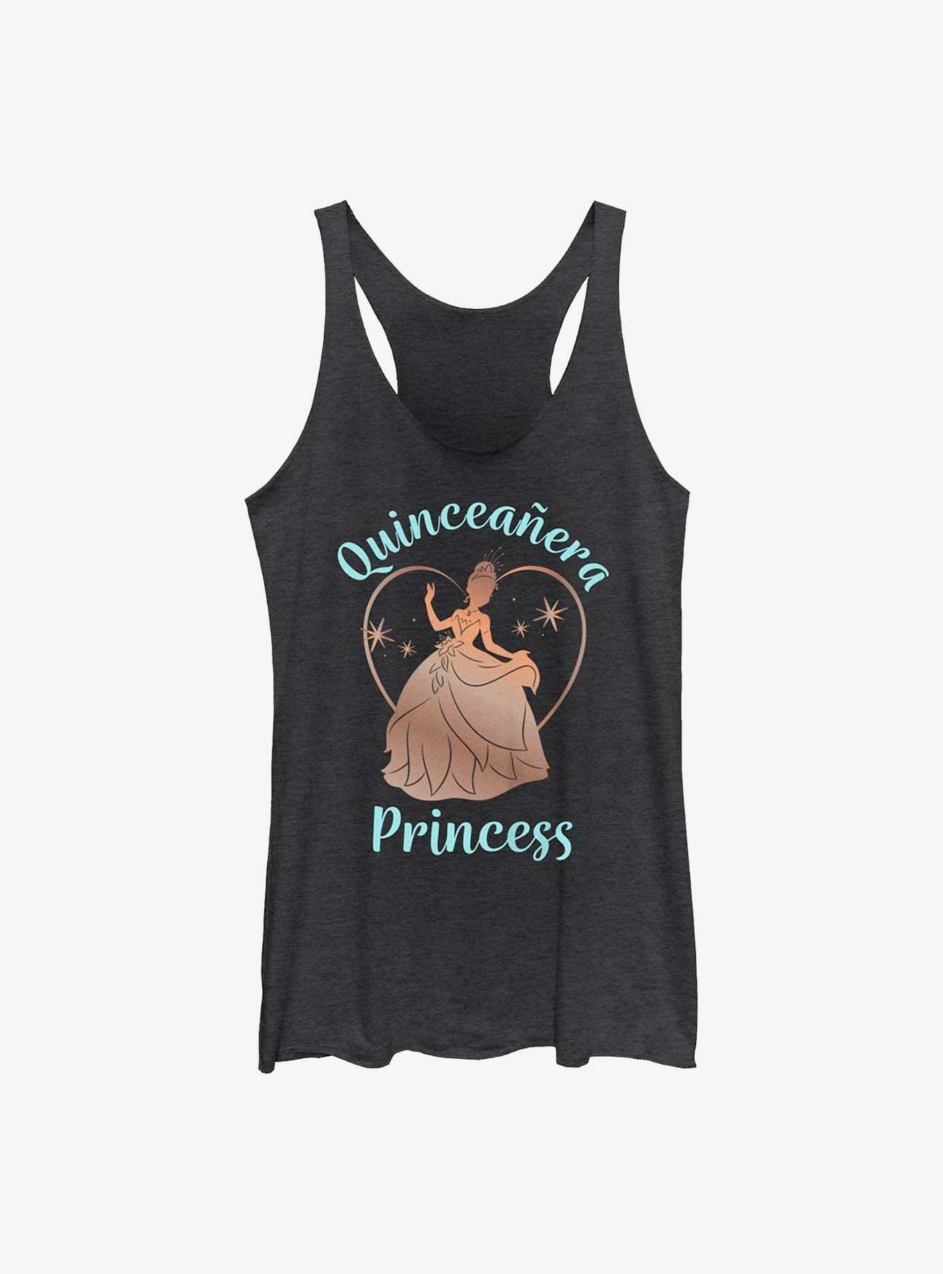 Disney The Princess and the Frog Birthday Quinceanera Princess Tiana Womens Tank Top, BLK HTR, hi-res