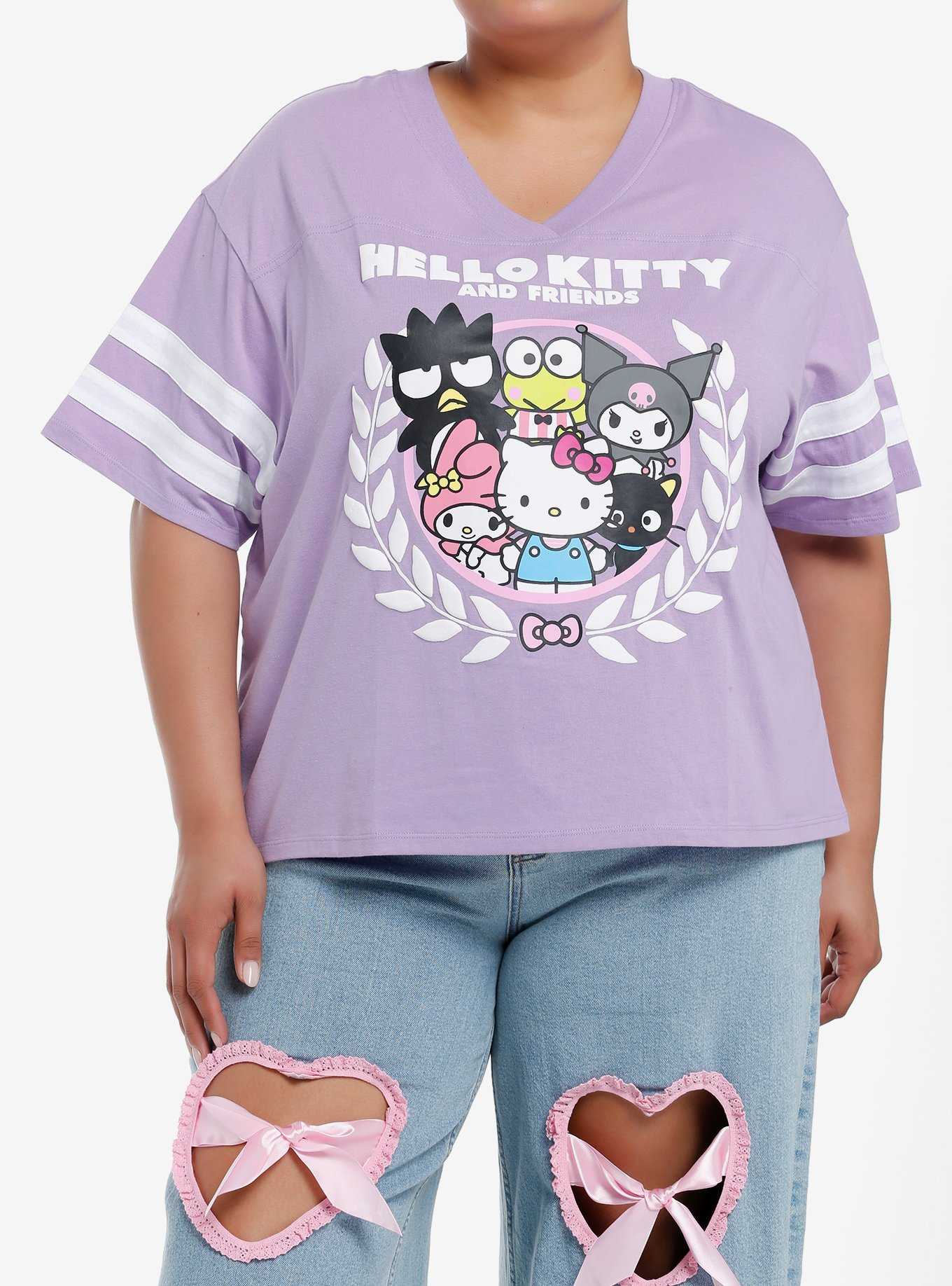 Hello Kitty And Friends Crest Varsity Stripe Girls T-Shirt Plus Size, , hi-res